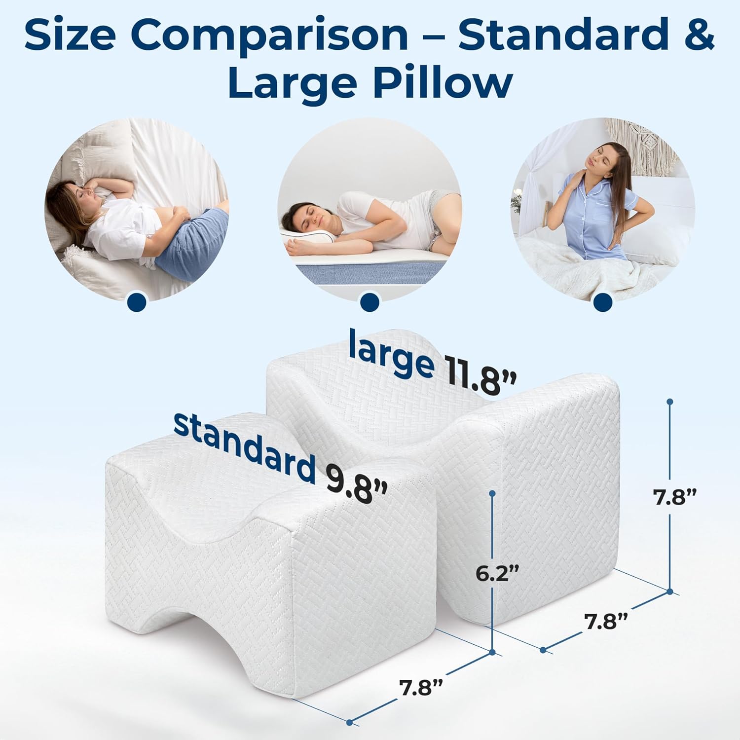 5 STARS UNITED Large Knee Pillow for Side Sleepers + Donut Pillow Hemorrhoid Tailbone Cushion - Hip Pain Relief, Memory Foam Leg Cushion for Side Sleeping, Coccyx, Prostate, Sciatica