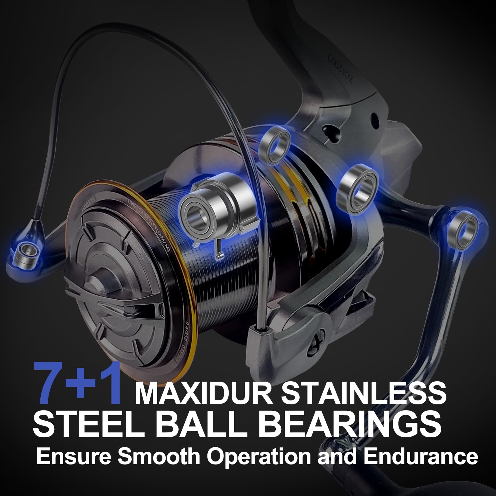 Eupheng 9000–12000 Surf Fishing Reel for Saltwater Fishing, 72LBS Max Drag, 7+1 Ball Bearings, CNC Aluminum Spool, Graphite Frame, Big Game Spinning Reel (Metal Brown, 9000) : Sports & Outdoors