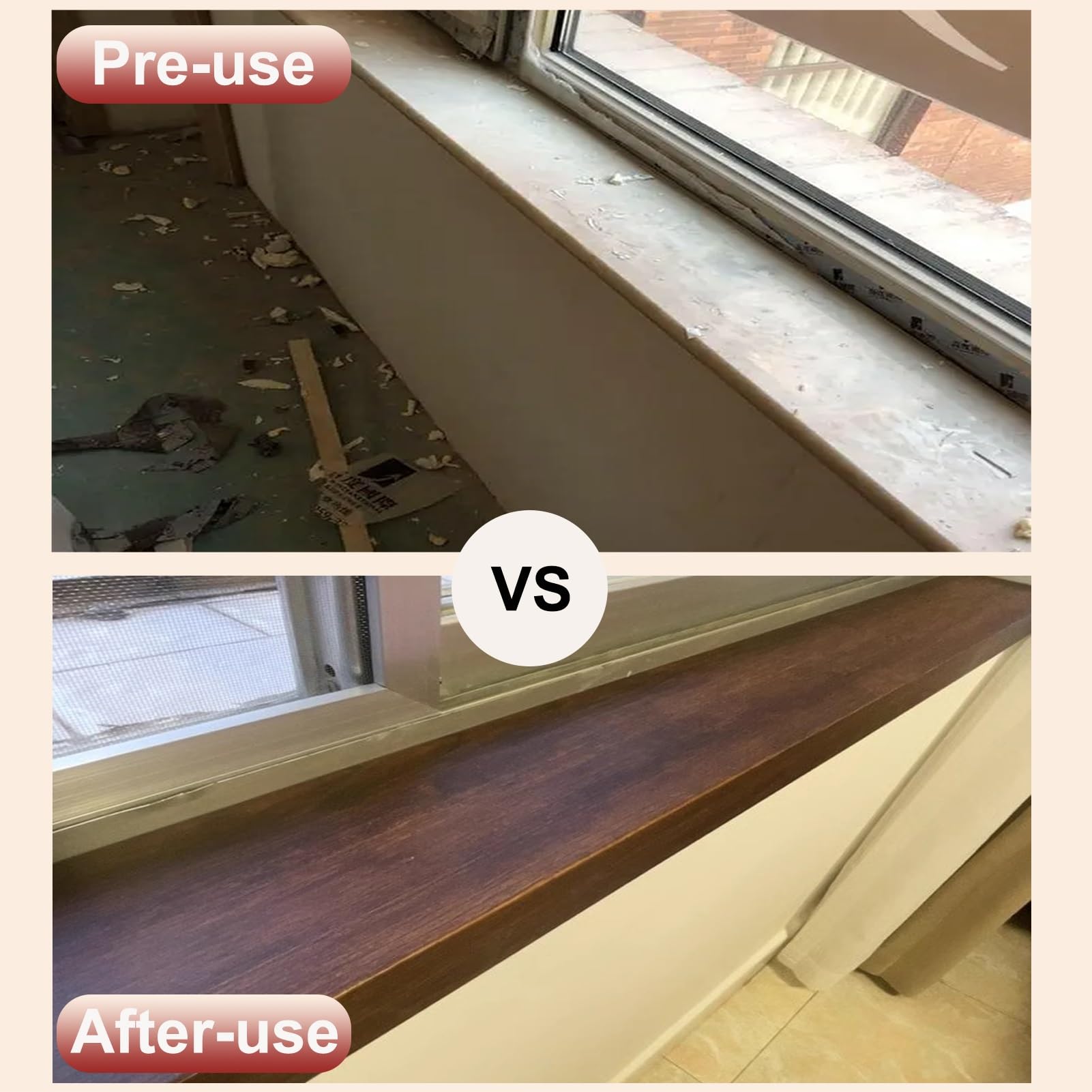 Copertura decorativa per davanzale della finestra con struttura in legno, protezione per interni per controsoffitti, portici, scale e telai di porte
