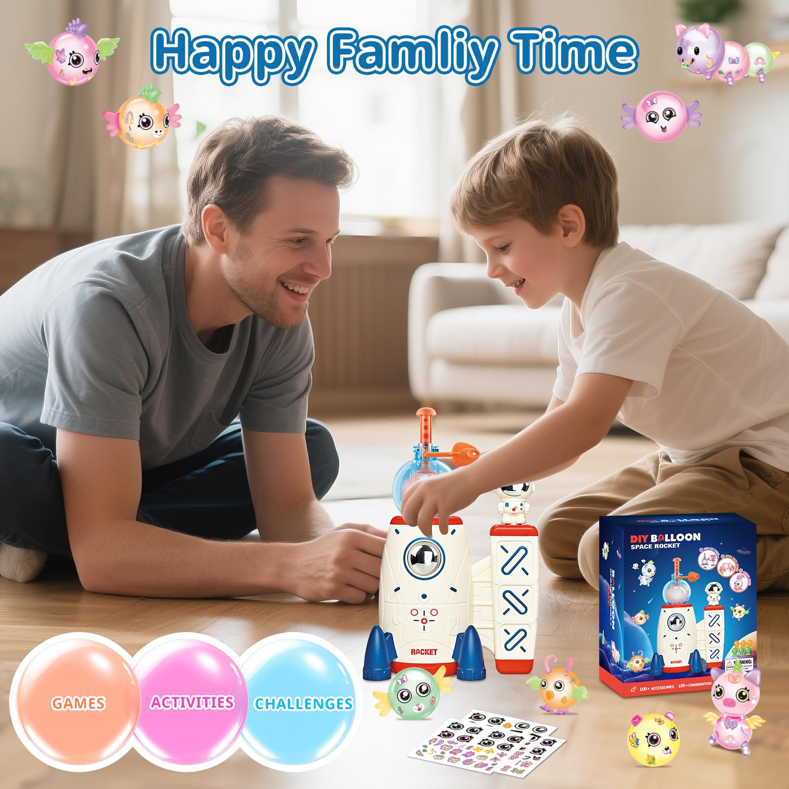 deAO Nano Tape Bubble Kit, Nano Tape Bolle Set Fai da Te con Pompa per Palloncini Razzo, Bolle Elastiche e Accessori Adesivi, DIY Craft per Bambini, Giocattoli Regalo Creativo per Soffiabili