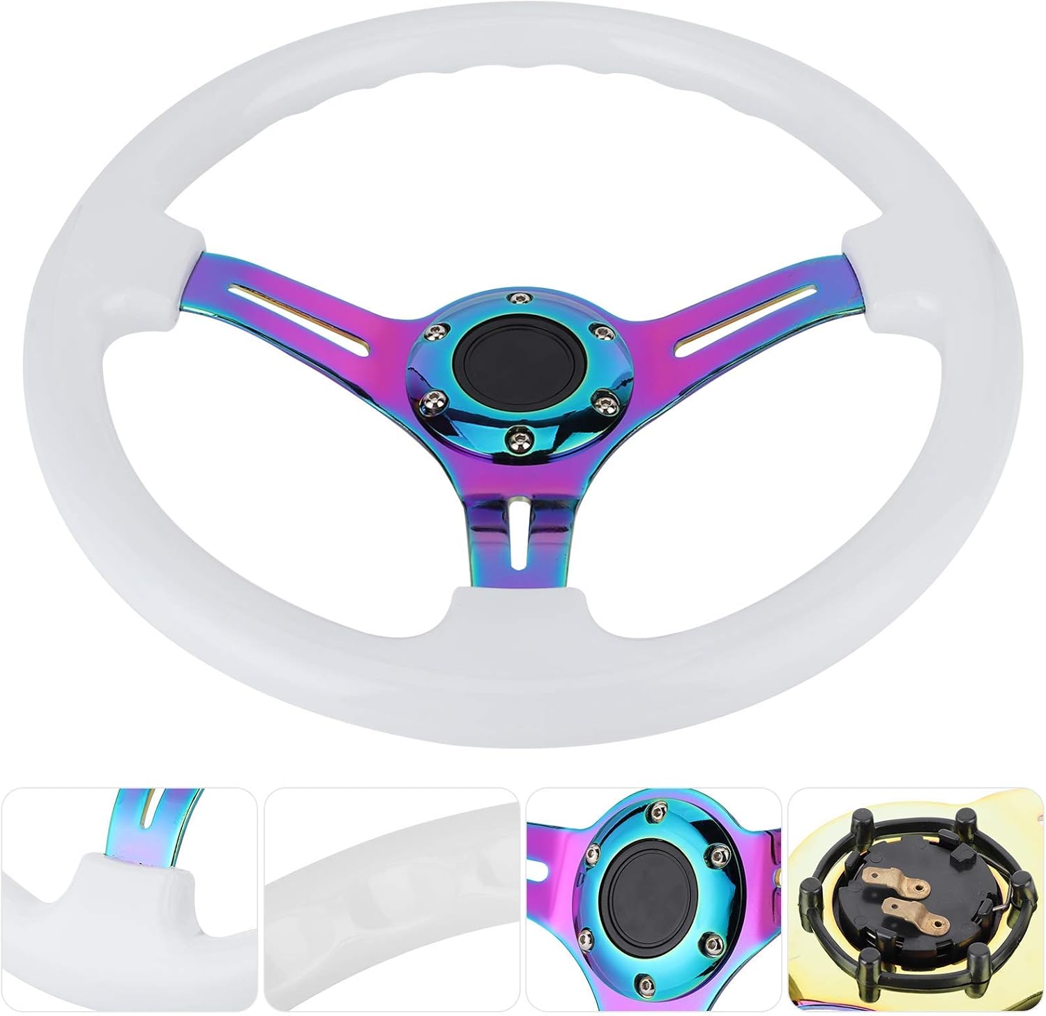 Steering Wheel 14in 6?Hole Racing Steering Wheel Colorful Spoke ABS Drifting Wheel Universal Replacement Car Modified Accessory for 6 hole steering wheel quick release