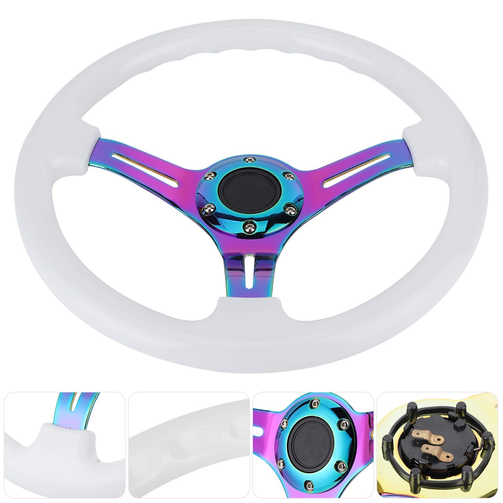 Steering Wheel 14in 6?Hole Racing Steering Wheel Colorful Spoke ABS Drifting Wheel Universal Replacement Car Modified Accessory for 6 hole steering wheel quick release