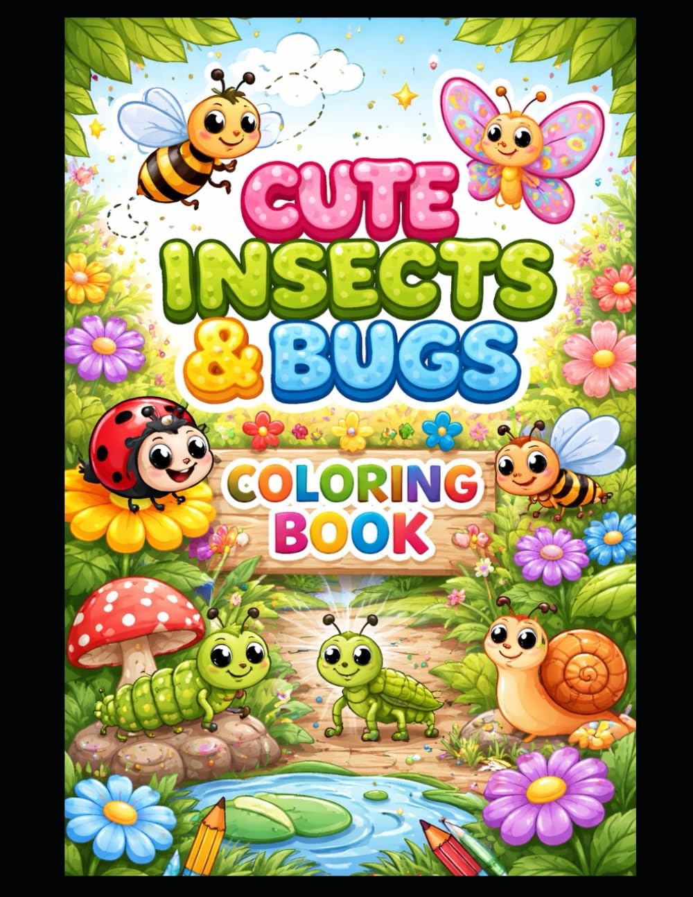 Tiny Bugs, Big Smiles Coloring Book: Fun and Easy book for Kids Ages 3–6