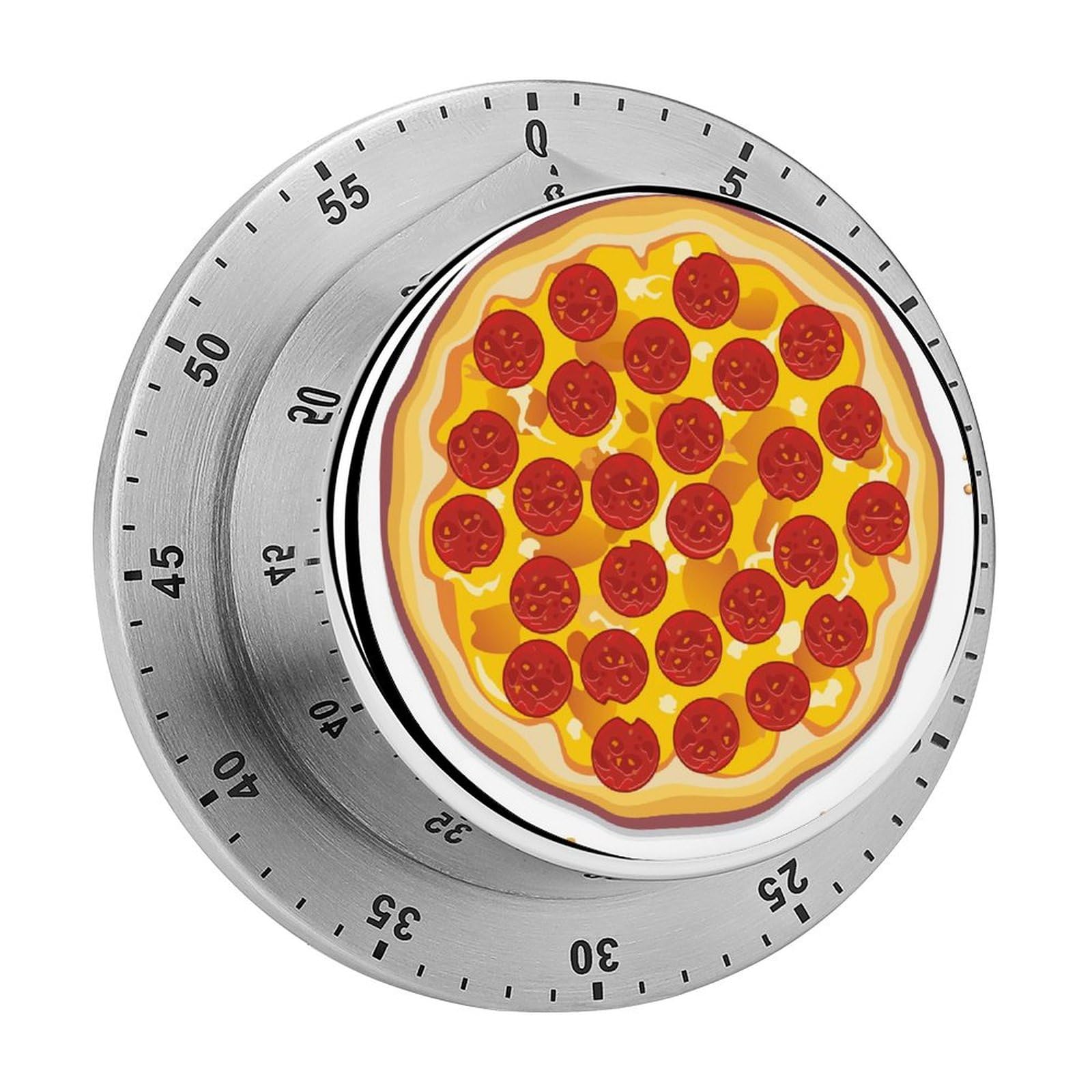 Kitchen Timer Pizza Mechanical Magnetic Stainless Steel For Cooking Fitness Baking Learning Kitchen 8cm