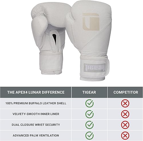 Miniatura 4 de Tigear APEX4 Lunar - Guantes de boxeo profesionales Muay Thai, MMA y entrenamiento de bolsas pesadas 100% cuero de búfalo
