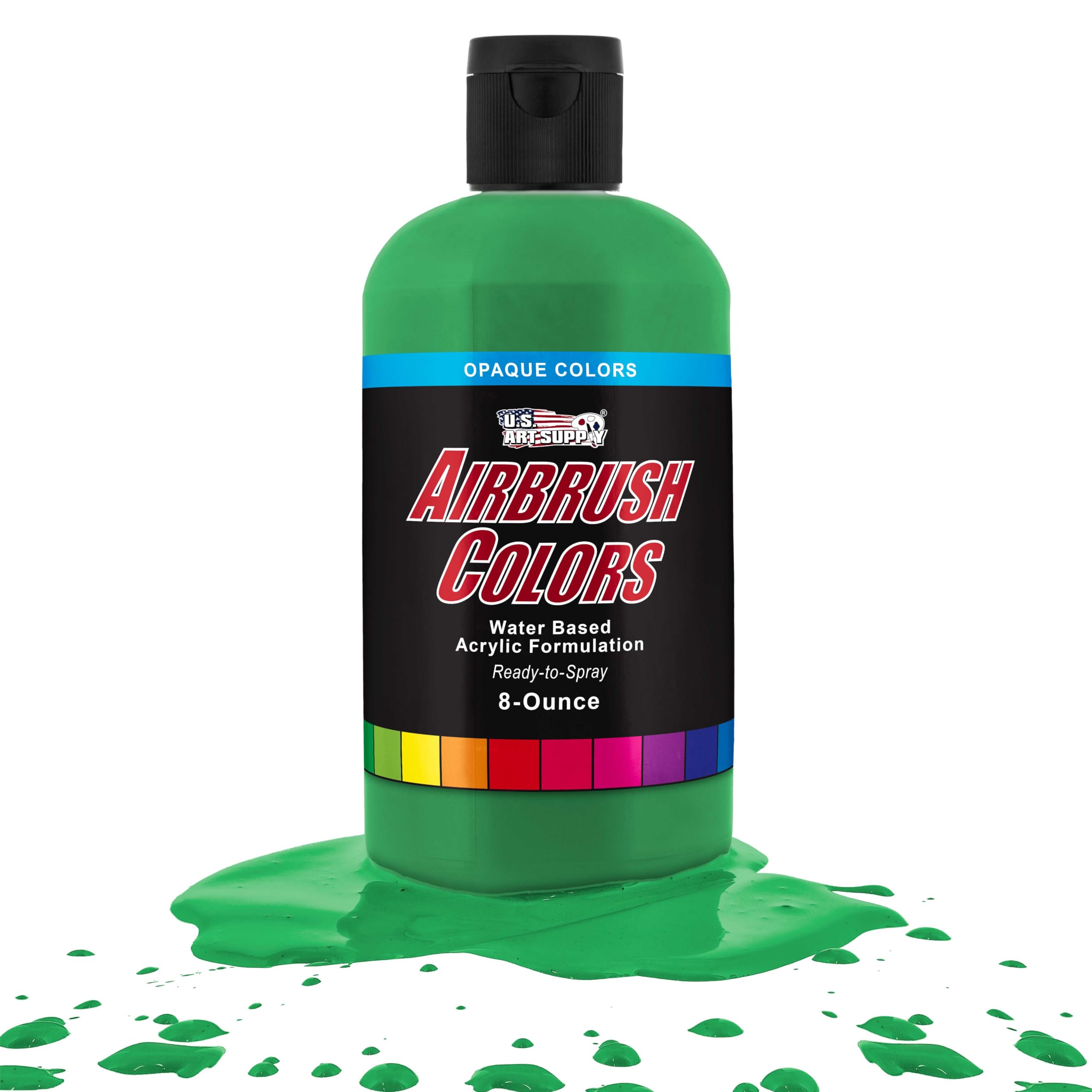 U.S. Art Supply Opaque Grass Green Acrylic Special Effects Airbrush Paint - 8oz Ready to Spray Air Brush Paint for Nails, Models, Fabric - Water-Based Air Brush Painting
