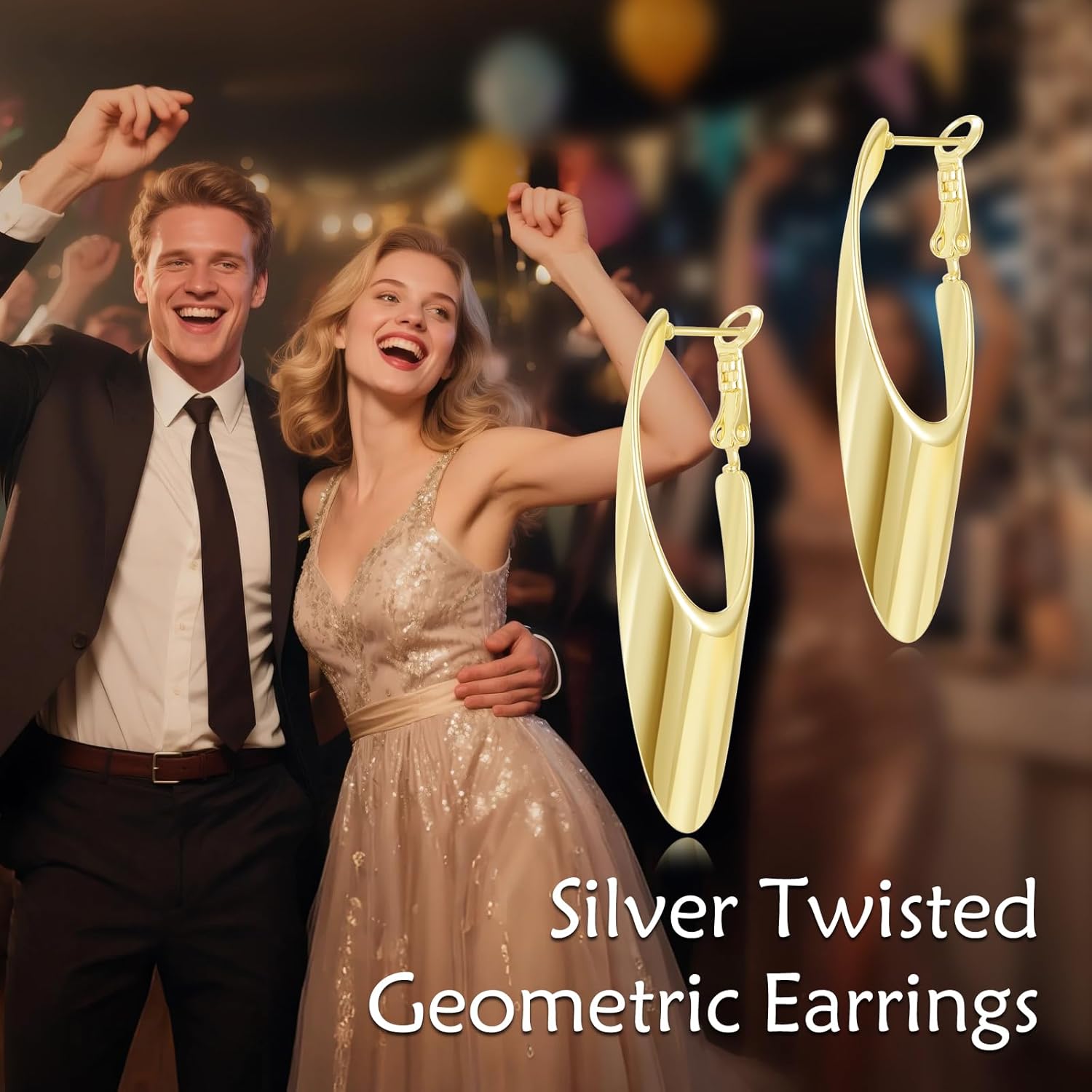 14K Gold Dangle Earrings Statement Chunky Gold Drop Earrings Trendy Hypoallergenic Jewelry Valentines Day Gifts for Women - Image 6