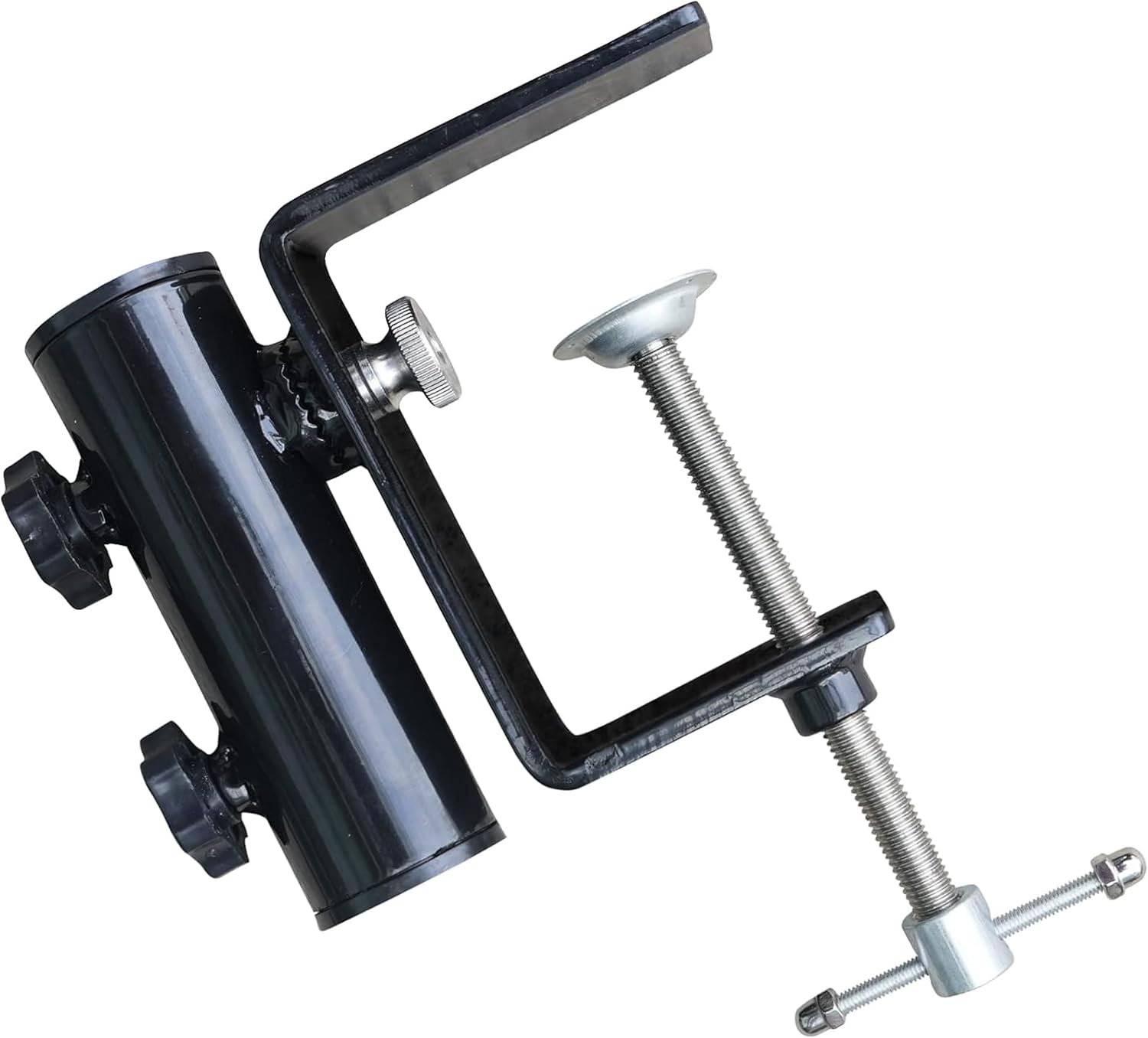 AMMSUN Soporte de acero para sombrilla de patio, resistente y mejorado, para barandillas cuadradas de balcón, se fija a la barandilla de poste de