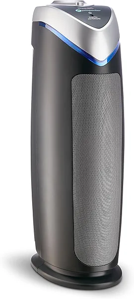 GermGuardian 4-In-1 HEPA Air Purifier for Home, Large Rooms Up To 743 Sq. Ft. with HEPA Air Filter, UV-C Light & Odor Reduction, AC4825E, 22" Tower, Gray