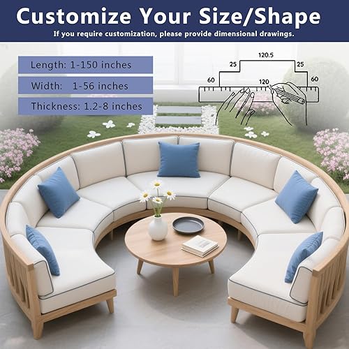 Miniatura 2 de TurKas Cojín de banco personalizado, Cojín de asiento de ventana personalizado, Cojín de silla para muebles de interior al aire libre, Tela opcional