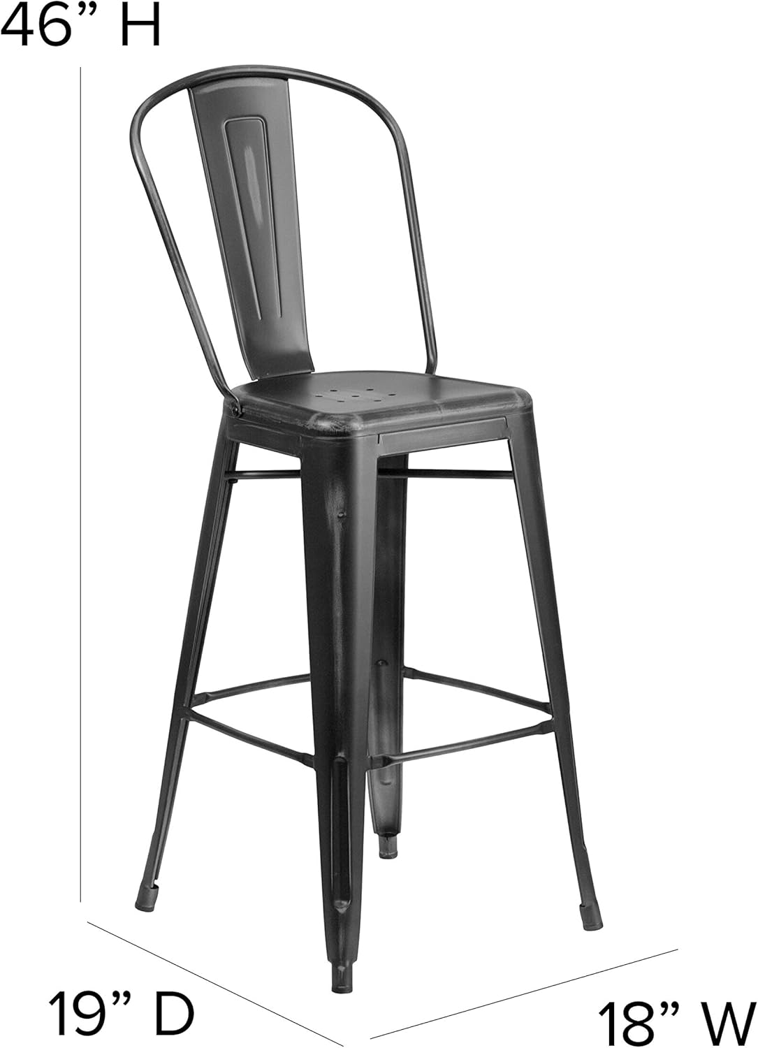 sundale outdoor bar stools on Stools Bar Chairs Flash Furniture Commercial Grade 30 High Distressed Black Metal Indoor Outdoor Barstool With Back Patio Lawn Garden
