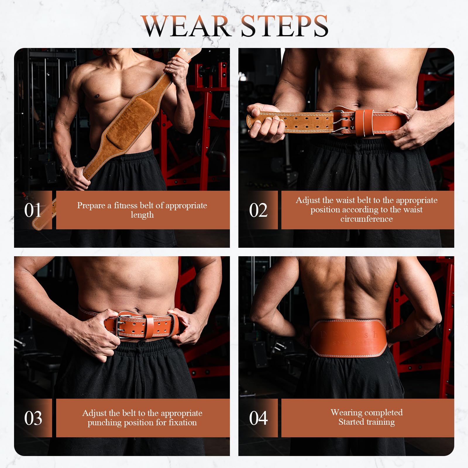 Cintura da palestra in pelle, 10,2 cm e 15,2 cm, supporto lombare imbottito, 10 fori regolabili per sollevamento pesi, powerlifting, bodybuilding, stacchi da terra, squat, allenamento di forza