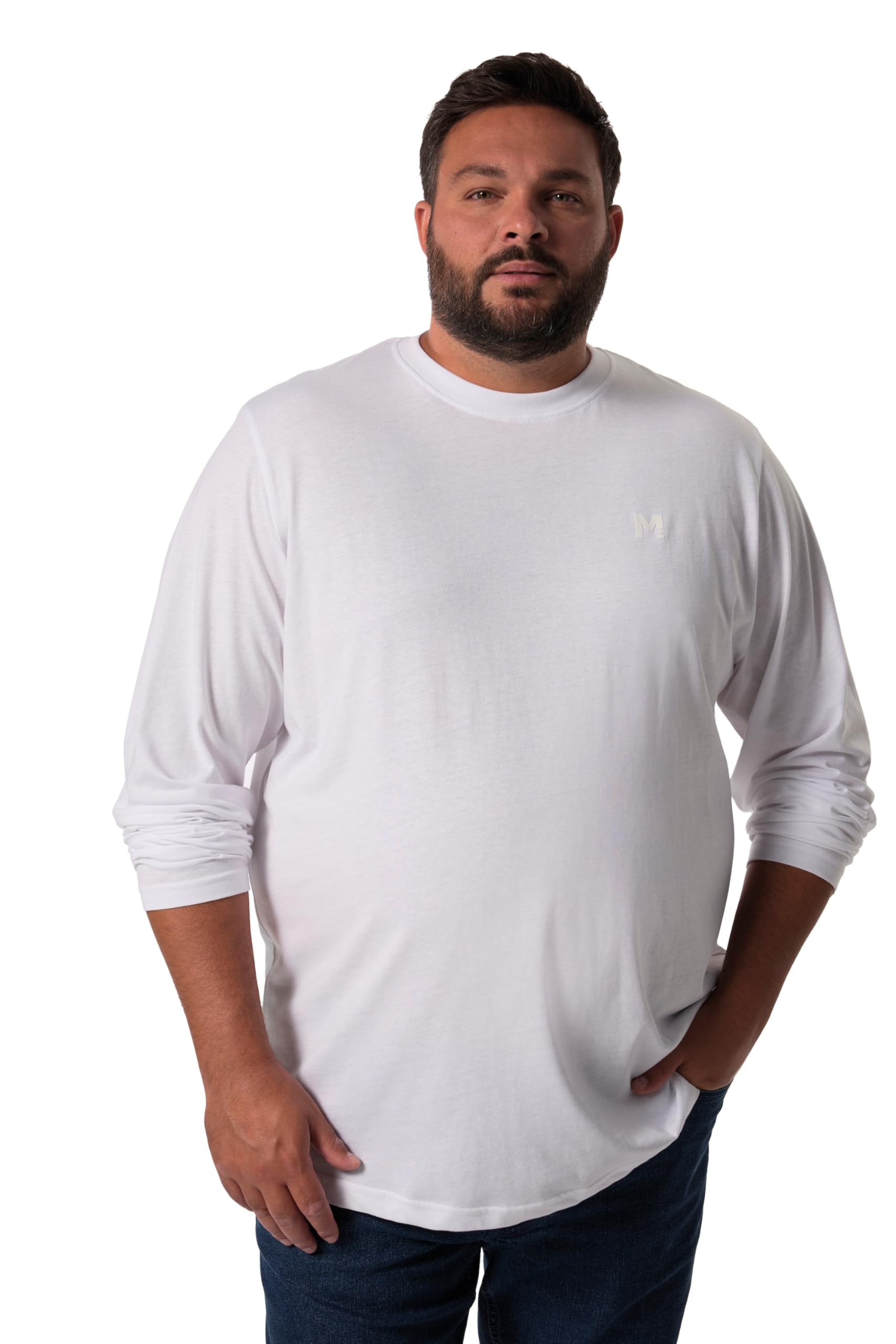 Men Plus Herren große Größen Übergrößen Menswear L-8XL Men+ Langarmshirt, Basic, Rundhals, bis 8 XL schneeweiß XXL 836307200-XXL