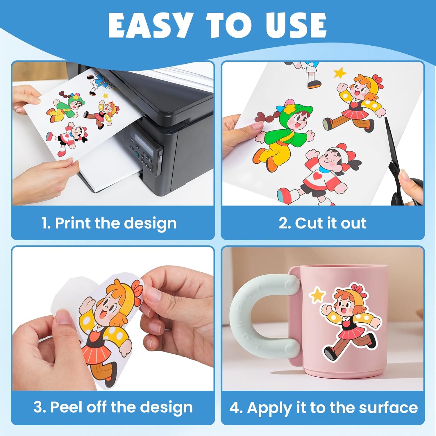 150 Sheets Glossy Sticker Paper, 8.5in x 11in Sticker Paper for Inkjet & Laser Printer, Self-adhesive Printable Sticker Papers, Vibrant Colors, Dries Quickly, US Letter Size