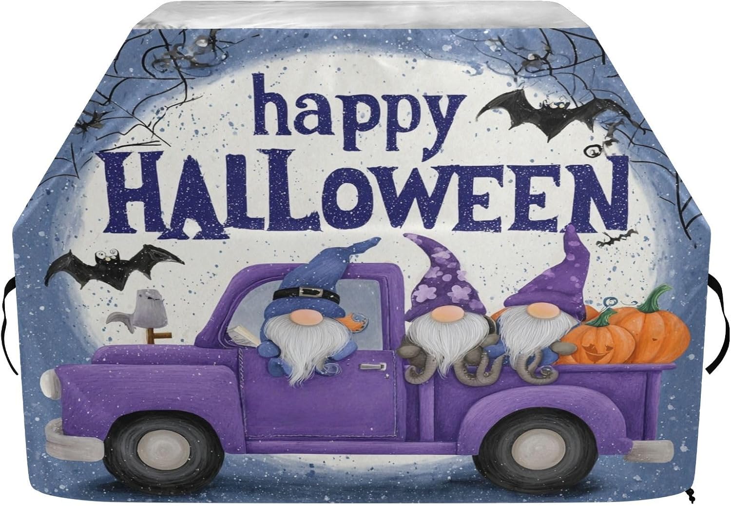 Halloween Gnomes Truck Blue Grill Cover for Outdoor Grill Covers 65 Inch Water Resistant BBQ Cover Windproof All Weather Resistant Gas Grills Covers for Outside with Strap