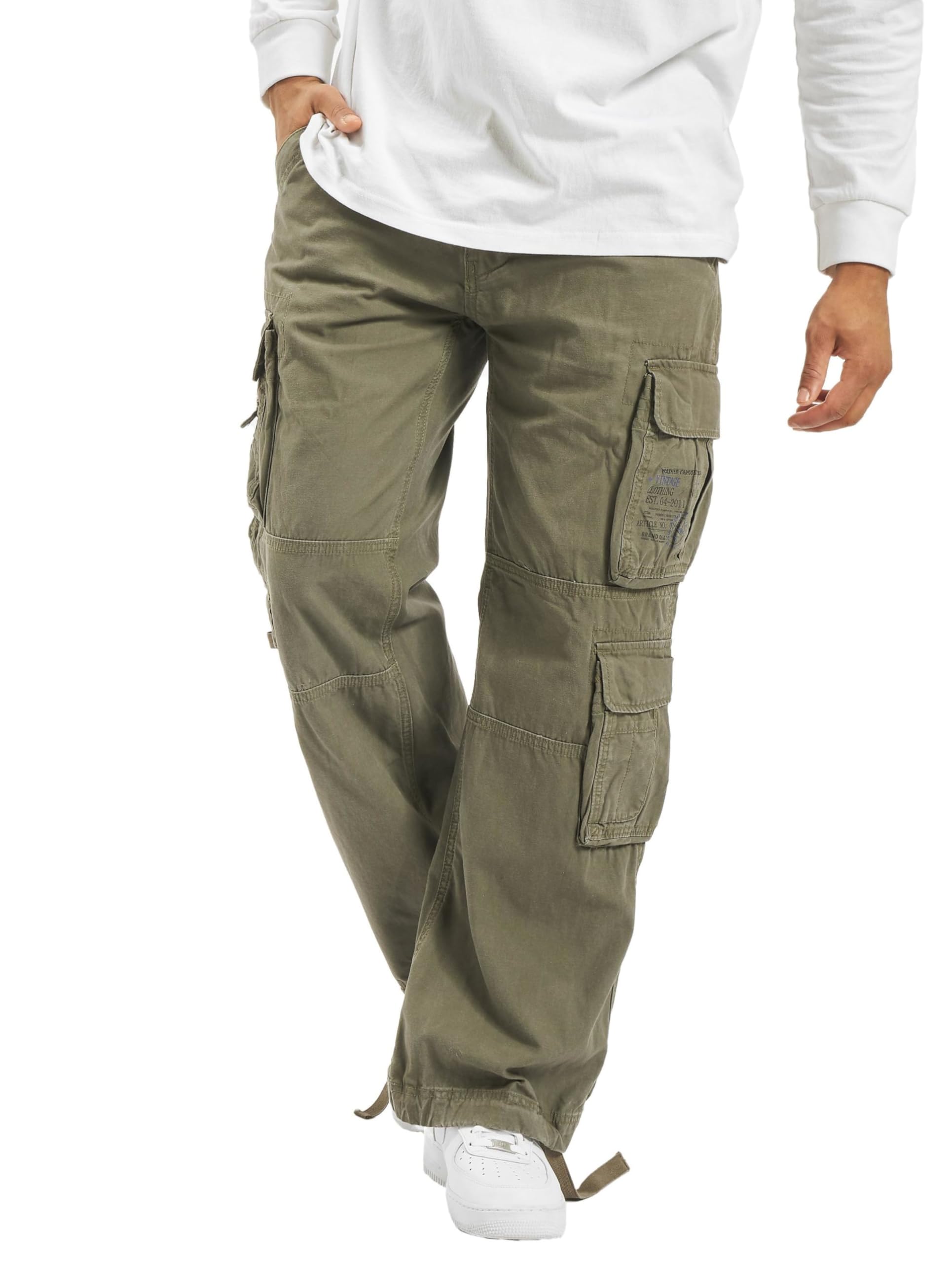 Authentic Cargo Pants for Men - Extra Long Drawstring, Rear and Cargo Pockets, and Belt and Hanging Loops