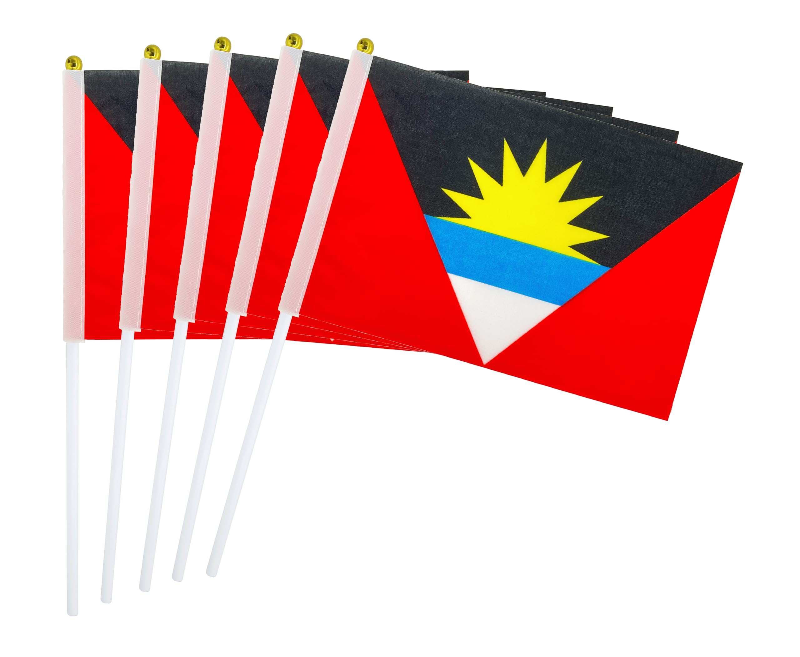 Kind Girl 25 Pack Hand Held Mini Flag Saint Kitts and Nevis, Round Top, 8.2" x 5.5", Green with Yellow, National Day, Anniversary, Parade, World Cup, Sports Events, International Festival