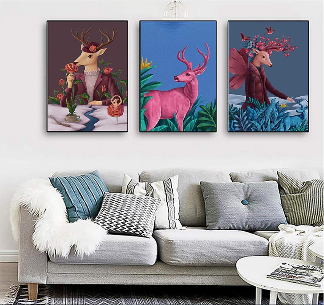 Toile wapiti grand format 60x80cm pour habiller un grand mur blanc d'entrée vide