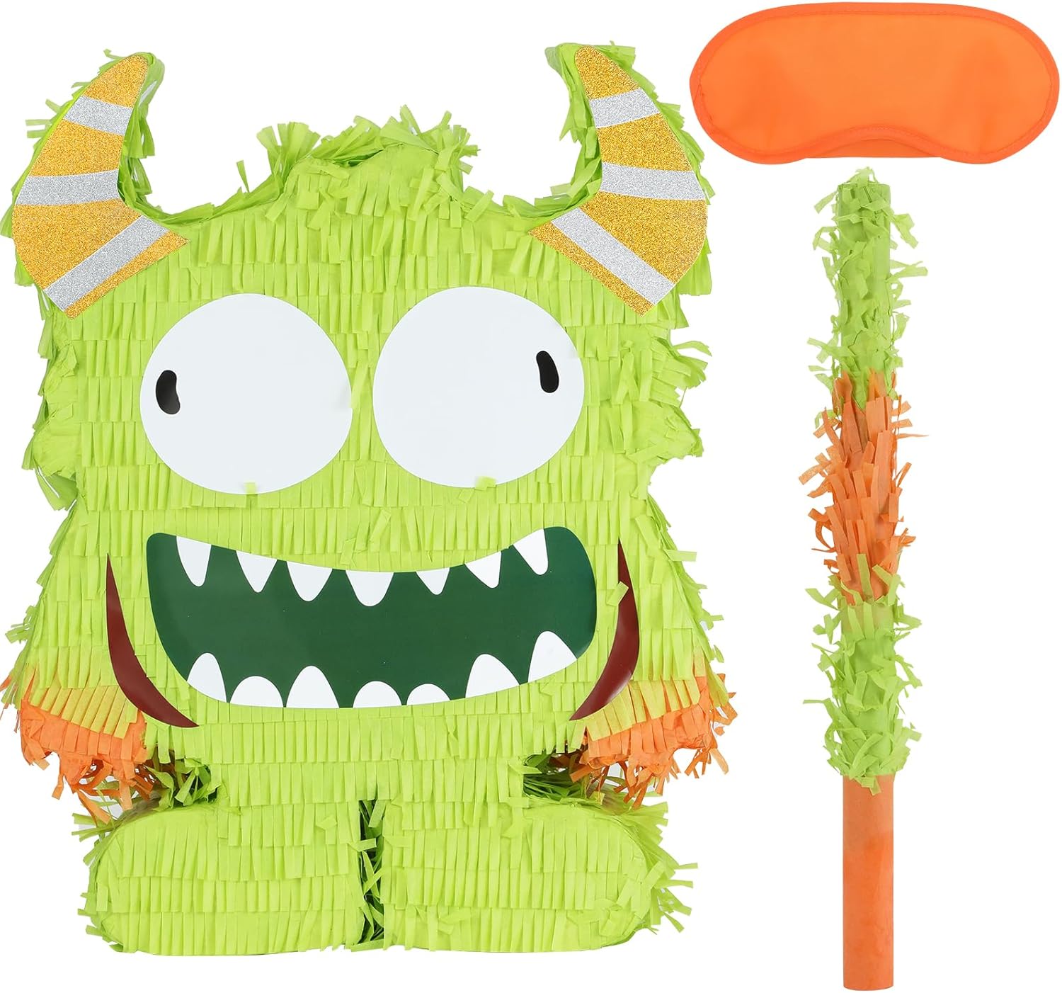 Monster Pinatas (16.5x12.5x4 Inches) with a Blindfold and Bat, Parties Supplies,Decoration, Game, Perfect for Birthday