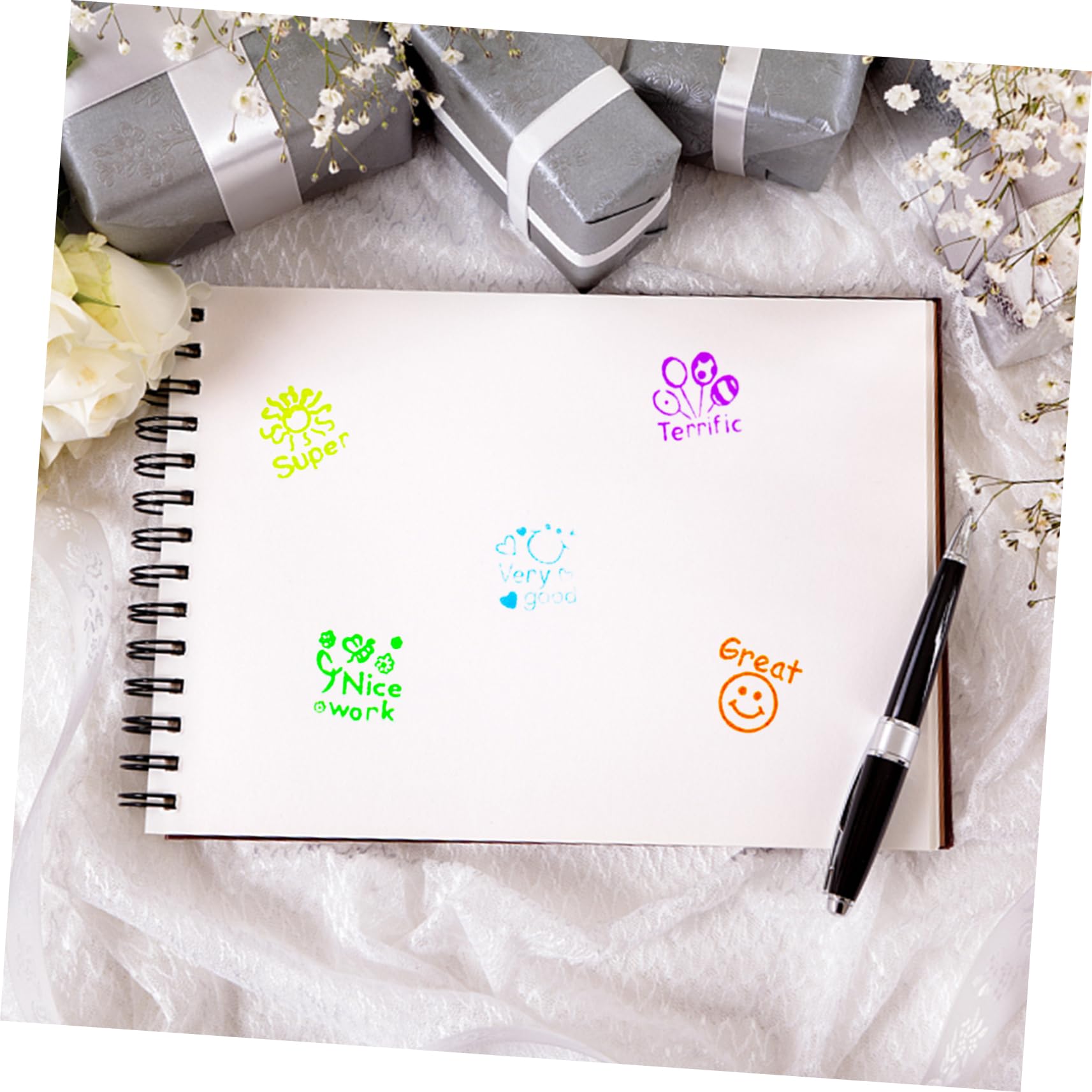 NUOBESTY 20pezzi Timbri Motivazionali Per Timbri Creativi Sicura Per Progetti Fai Da Te Per Etichette Biglietti e Scrapbooking