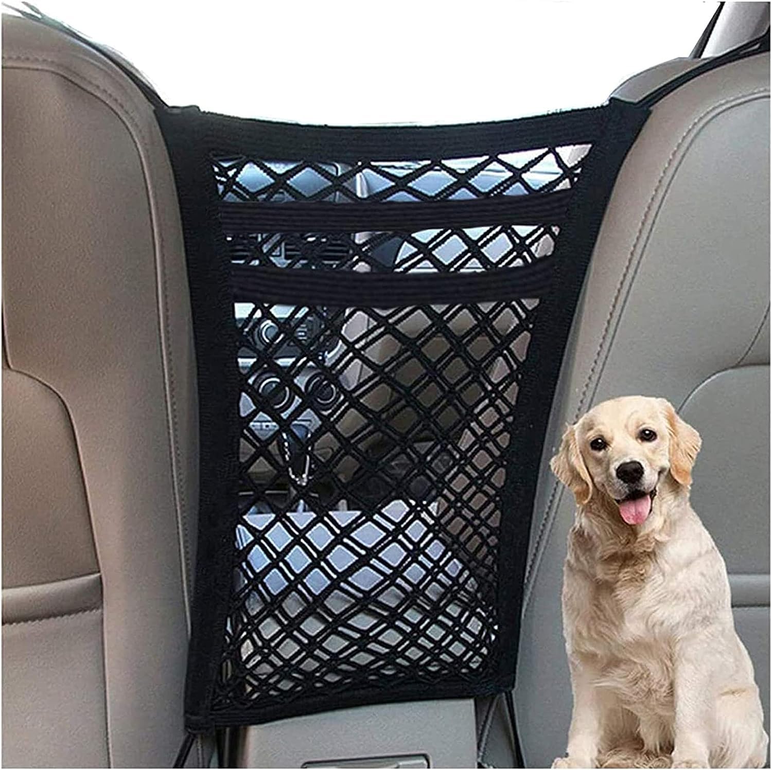 Candora Car Dog Guard Pet Barrier Dog Car Net Barrier with Auto Safety Mesh Organizer Stretchable Storage Bag Universal for Cars, SUVs,3 Layer Pet Dogs Car Driving Accessories Safety Travel Candora Car Dog Guard Pet Barrier Dog Car Net Barrier with Auto Safety Mesh Organizer Stretchable Storage Bag Universal for Cars, SUVs,3 Layer Pet Dogs Car Driving Accessories Safety Travel