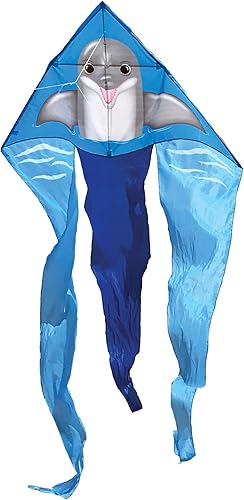 In the Breeze 3280-52" Dolphin Wave Delta Kite - Fun & Easy Flyer - Combinación de tela Ripstop y tafetán