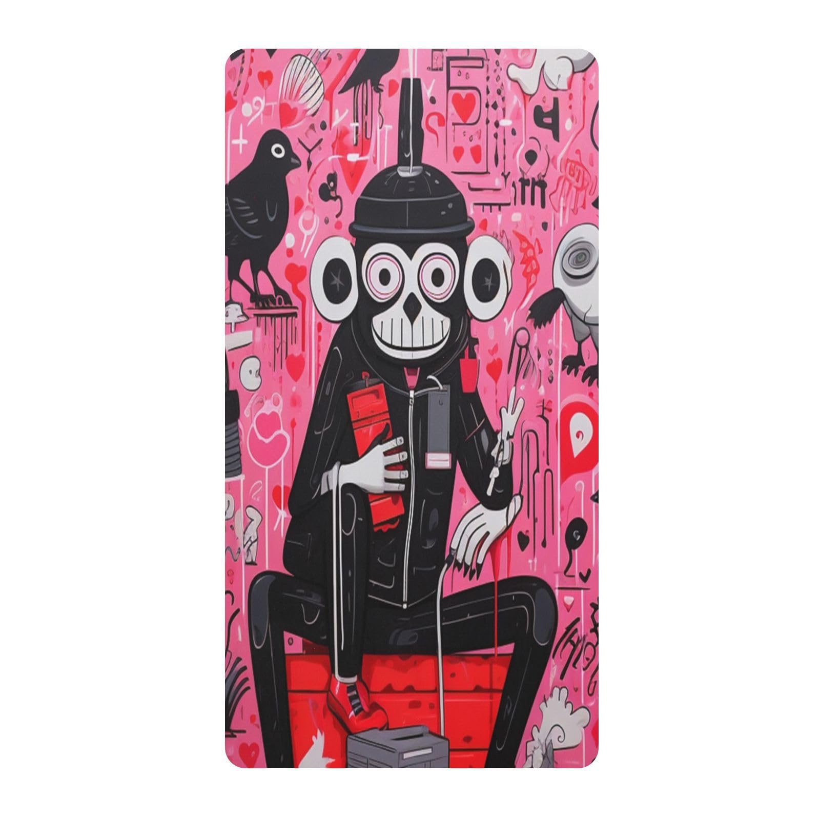 Black Monkey Birds Pink Art Toddler Crib Sheet Soft Cotton Baby Play Sheets Fitted for Mattress Playard