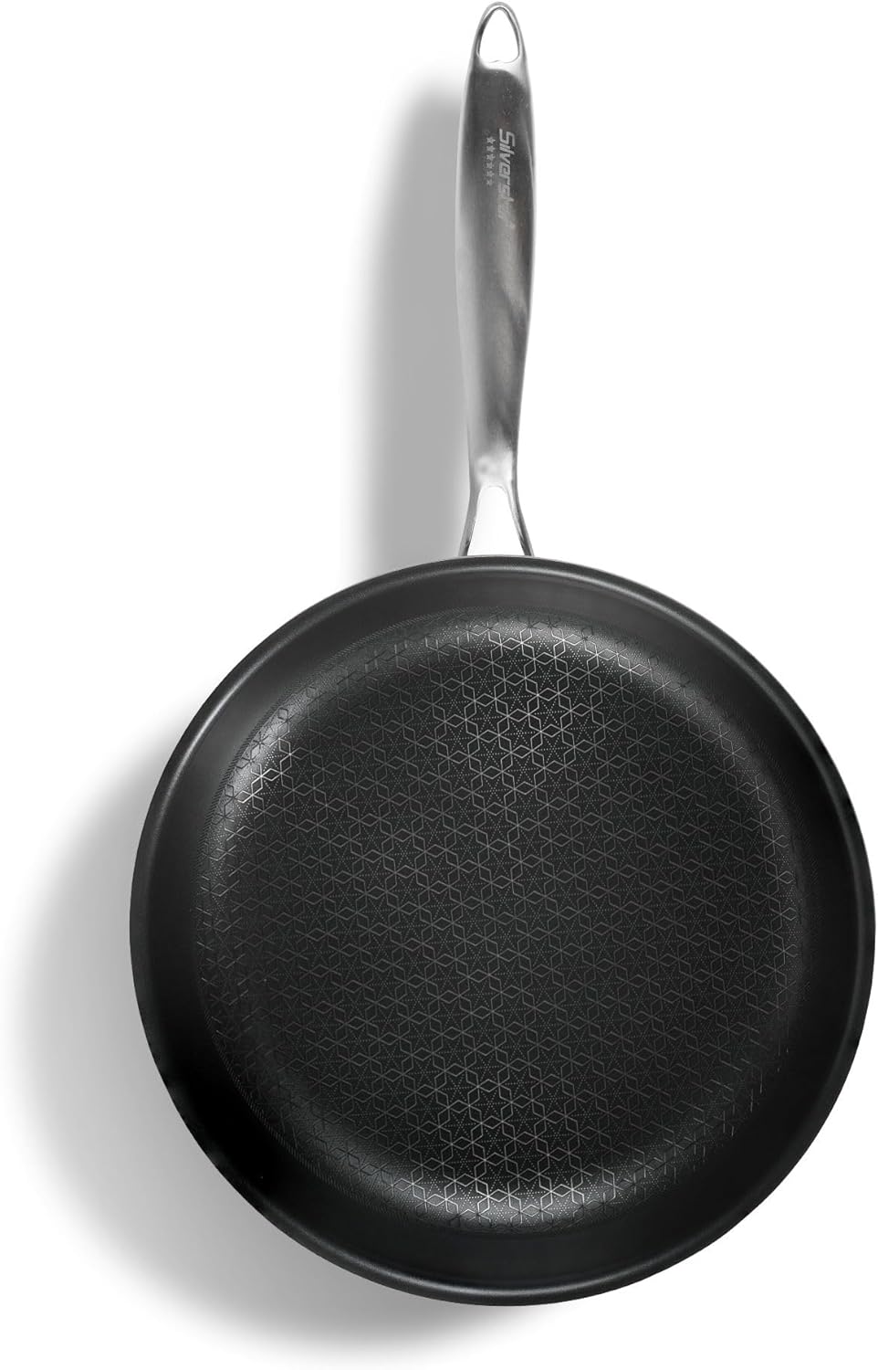 Silverstar Stainless Steel Pan 28 cm Honeycomb Structure Stars Scratch-Resistant Non-Stick Pan Induction Honeycomb Pan Made of Stainless Steel Multilayer Material Large Frying Pan for All Types of