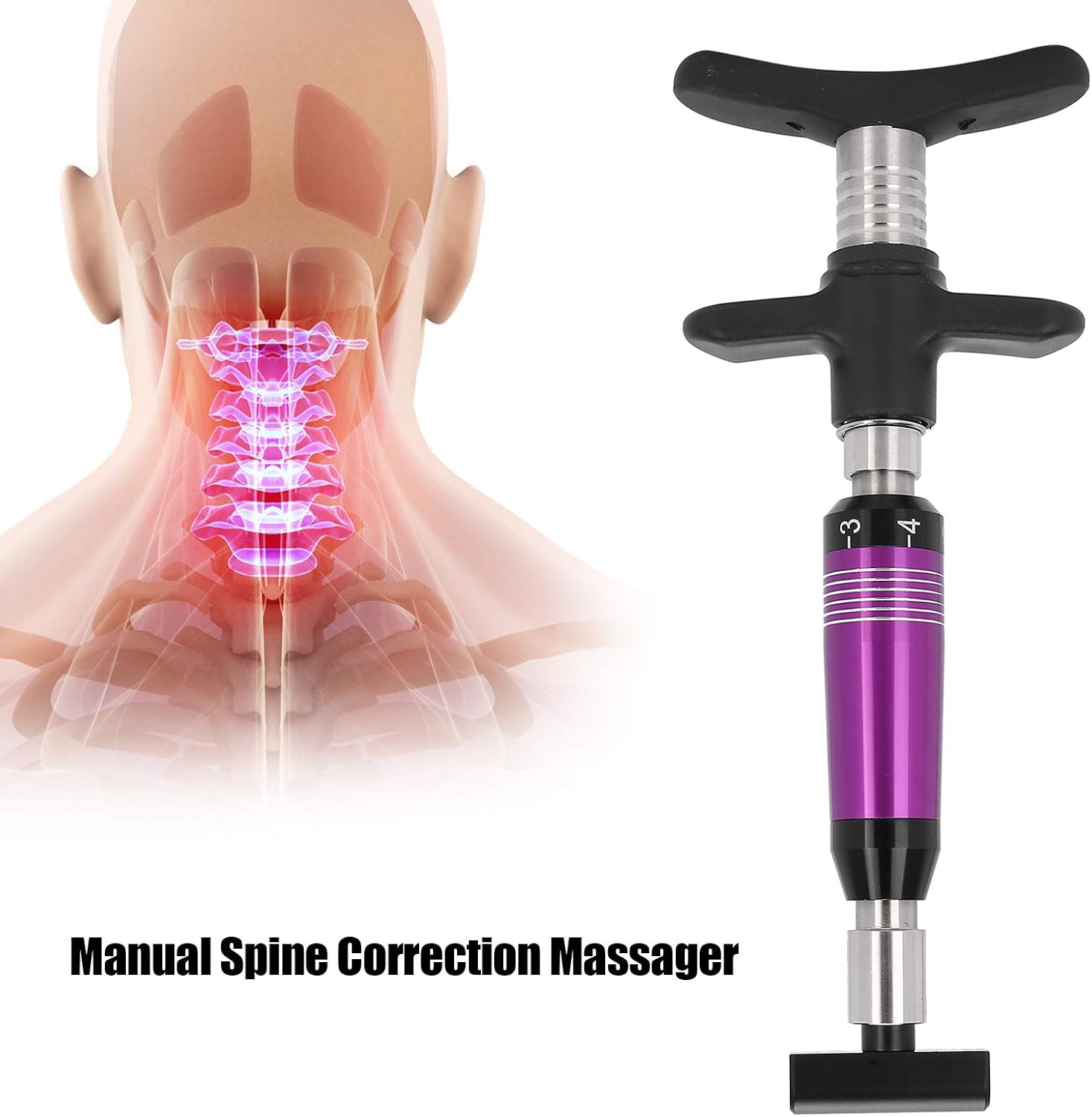 YUYTE Manual Spine Chiropractic Adjusting Tool, 6 Gears Massage Gun, Adjust Vertebration Cervical Spondy Force Spine Massager for Improve Joint Pain