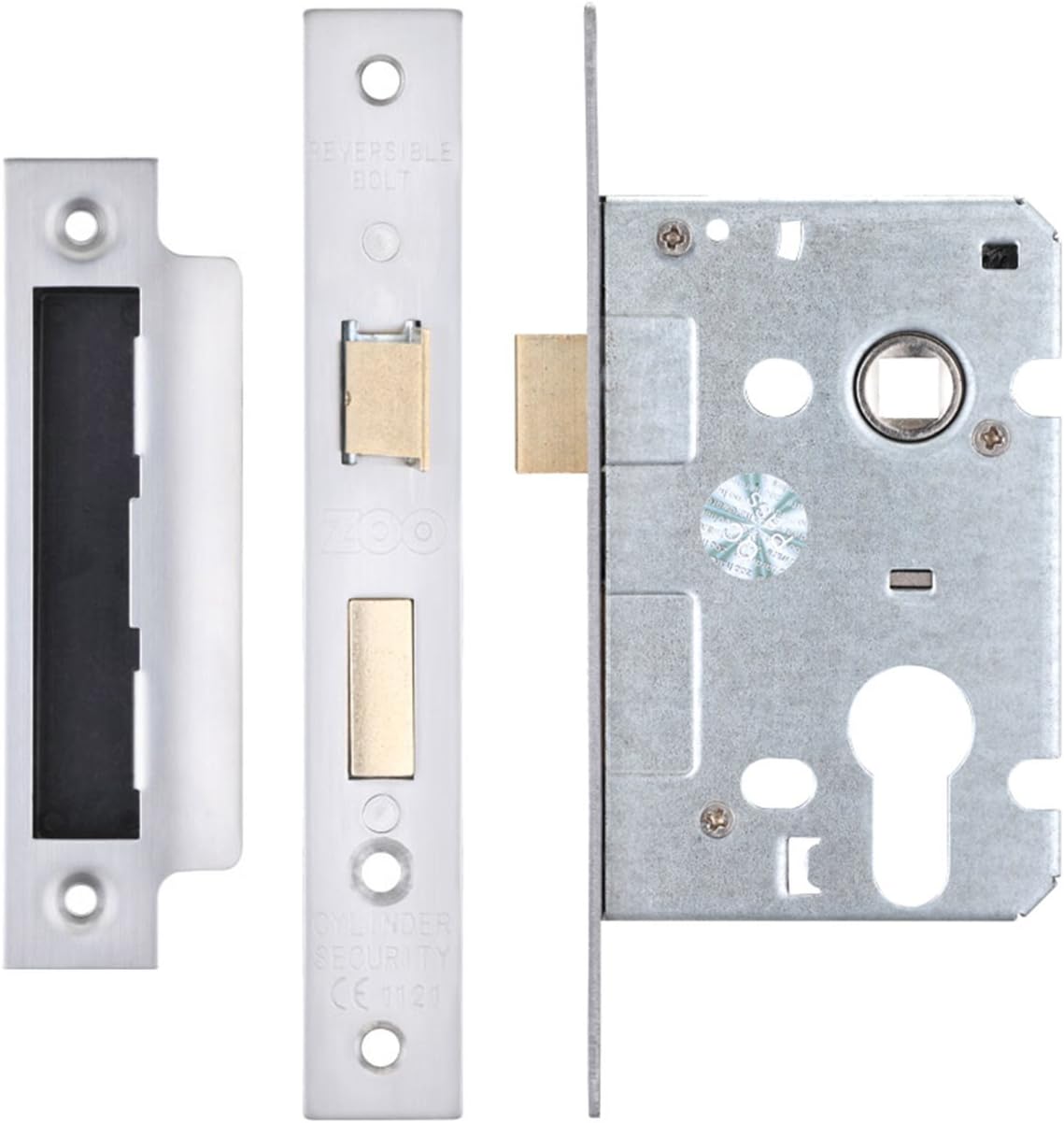 Zoo Hardware Mortice Euro Profile Sash Lock Case Body - Stainless Steel (64mm Case (44.5mm Backset))
