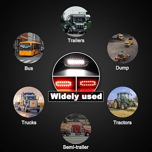 Miniatura 6 de 2 luces traseras LED ovaladas de 6.3 pulgadas para remolque, 23 luces LED, luces de freno de freno, luces traseras de marcha roja y blanca, luces de