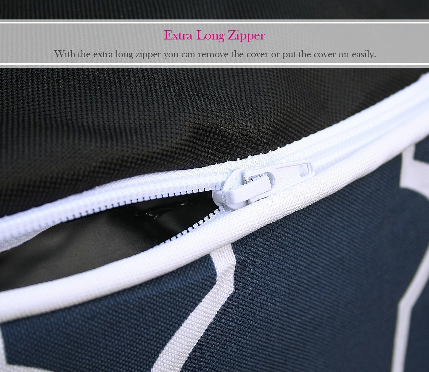 Fabritones Outdoor Inflatable Ottomans with Insert Round 21x9 Inch Navy Geometric Pattern Patio Foot Stools and Ottomans Portable Footrest