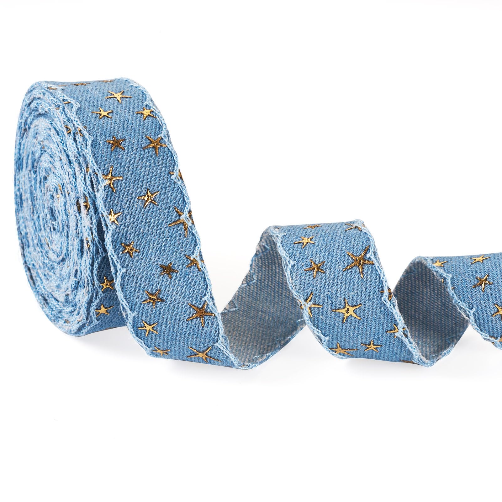 Ruban en denim de 2,5 cm avec bord doré pour loisirs créatifs
