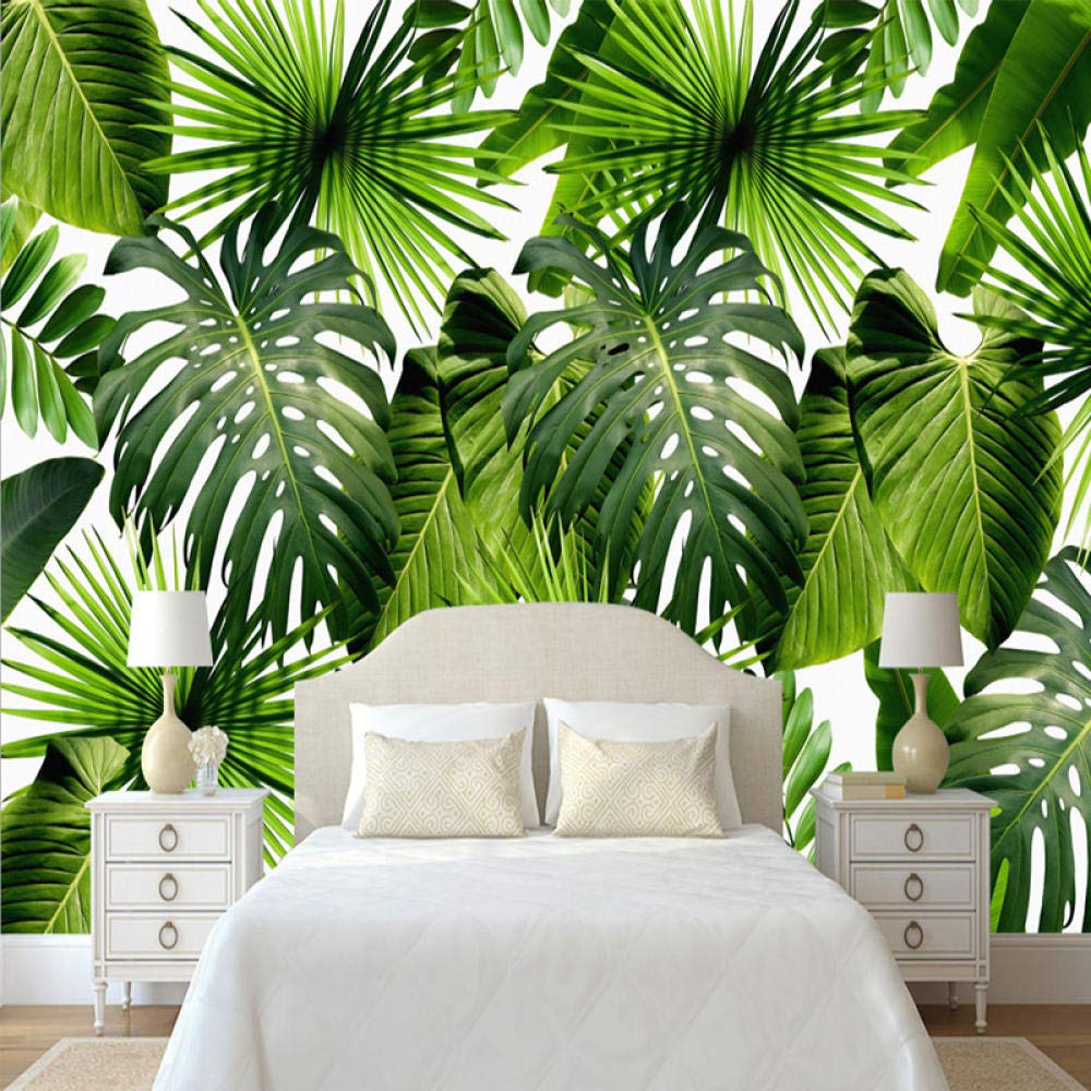 Moderna Foresta Pluviale Fresca Piante Foglie Di Banana Pastorale Murales Soggiorno Camera Da Letto Paesaggio 3D Sfondo Carta Da Parati Decorazioni Per La Casa 300Cm(W)×210Cm(H)