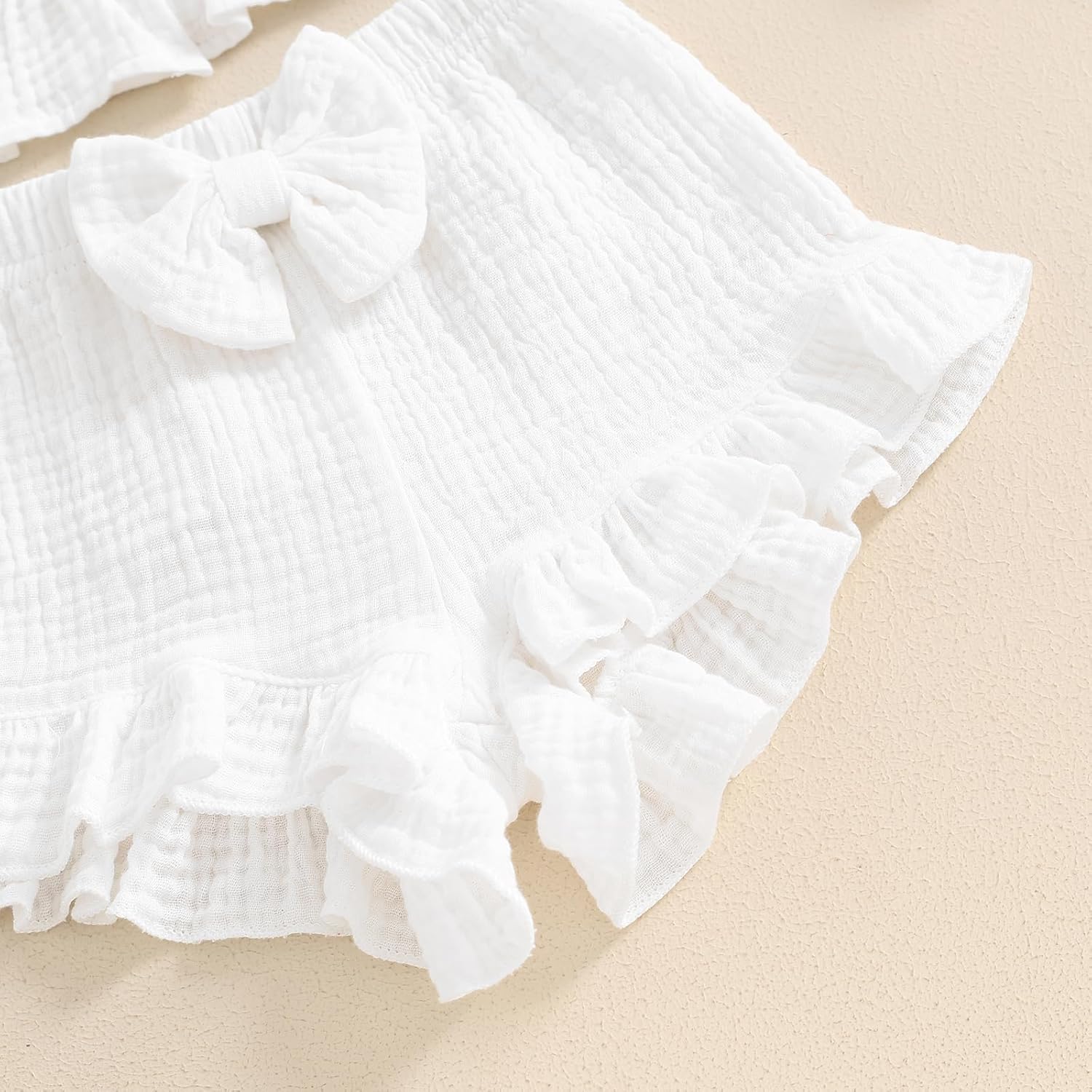 BemeyourBBs Summer Toddler Girl Clothes Baby Girl Ruffle Sleeveless Shirt with Buttons Bow Bloomers Shorts Set Cute Outfits - Image 6