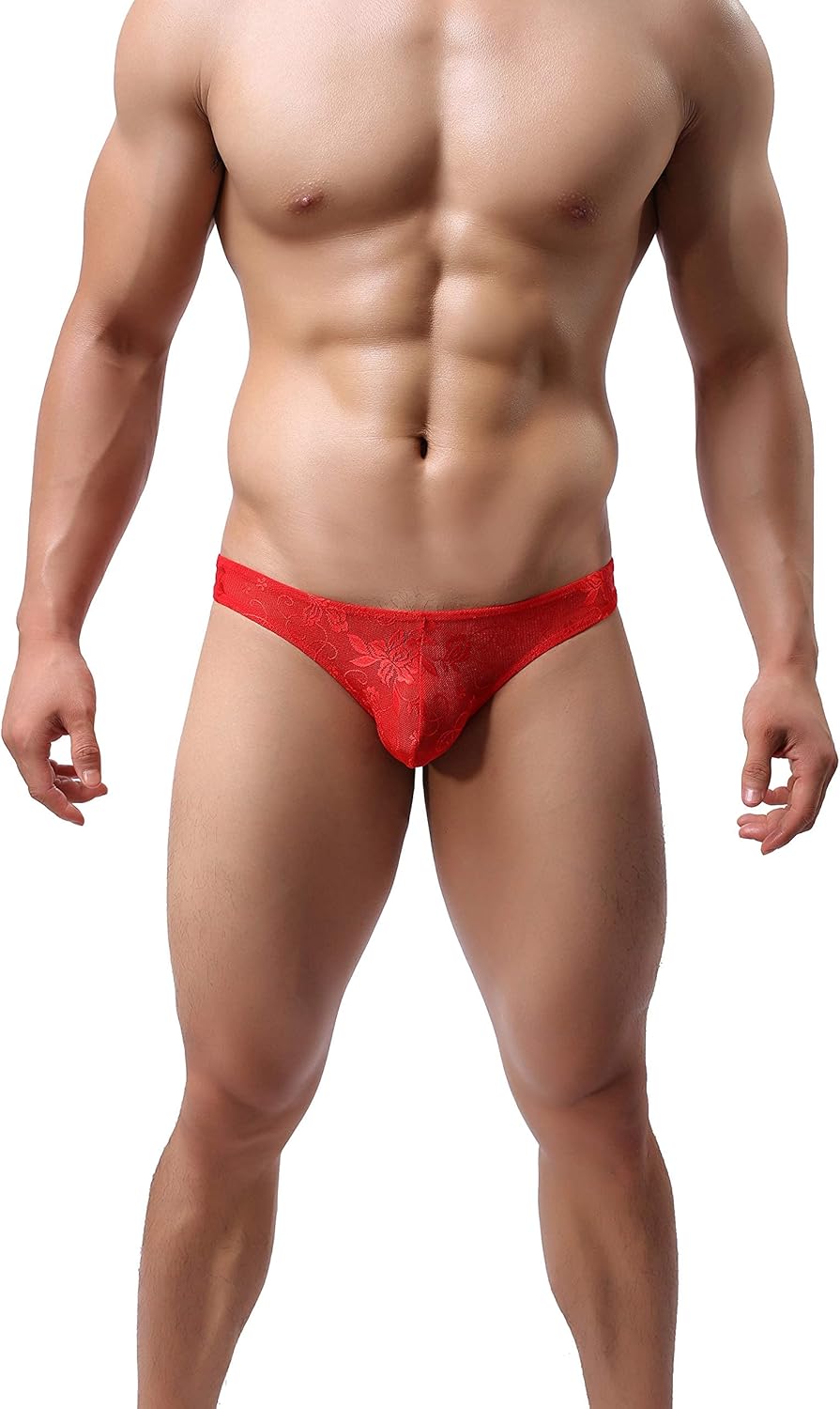 eywlwaar Mens Lace Thong Underwear Sexy Low Rise Bulge Pouch Panties - Image 5