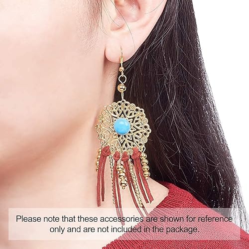 Vista 98 de FASHEWELRY 16 piezas de aretes de turquesa de estilo tibetano, joyería occidental redonda plana, joyería occidental, colgantes de piedras preciosas