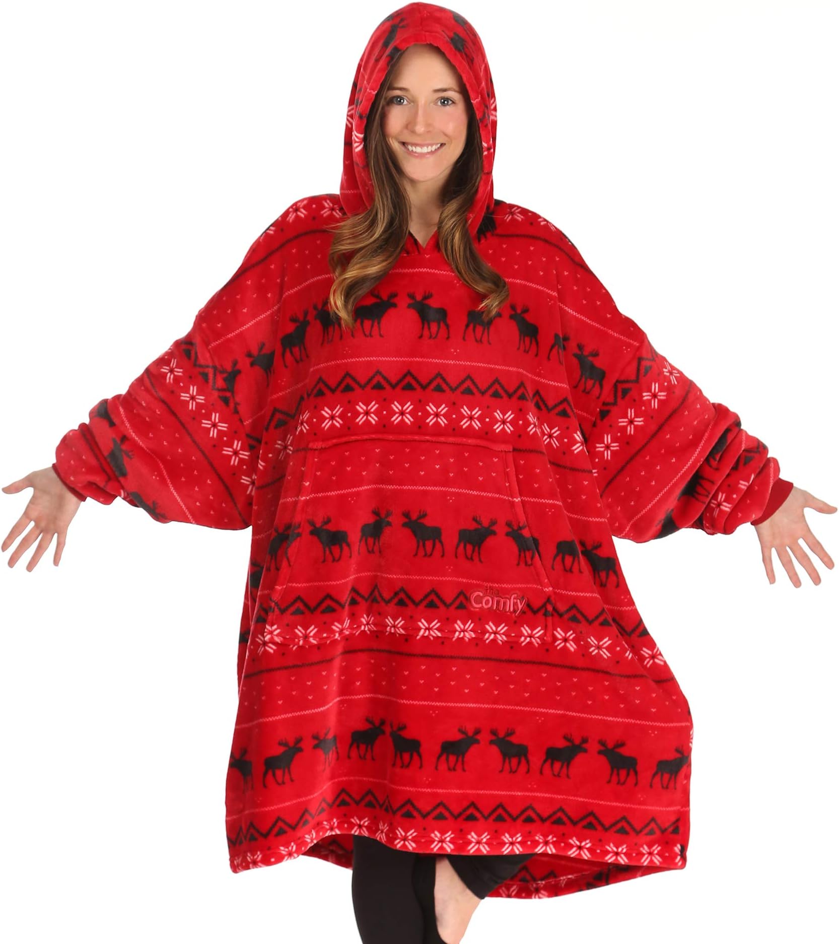 THE COMFYDREAM | Oversized Light Microfiber Wearable Blanket, One Size Fits All, Shark Tank (Moose)