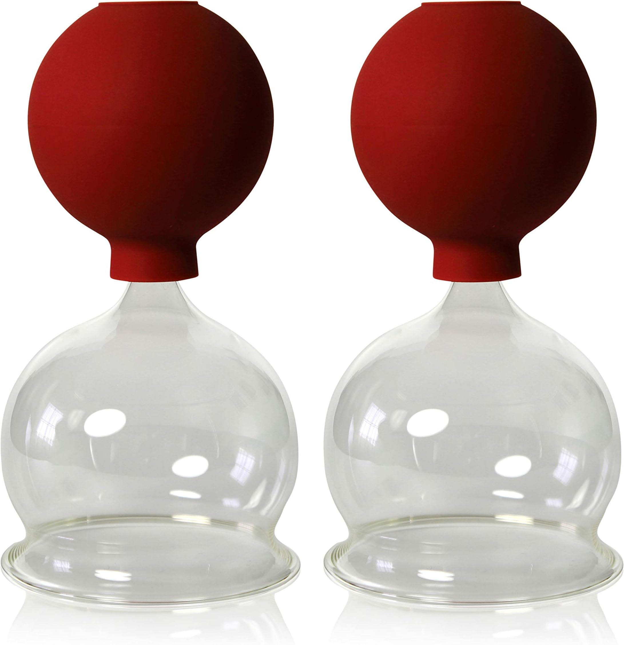 Cups with ball, 2 pieces, 70 mm for professional, medical, fire-free cupping, cupping glasses