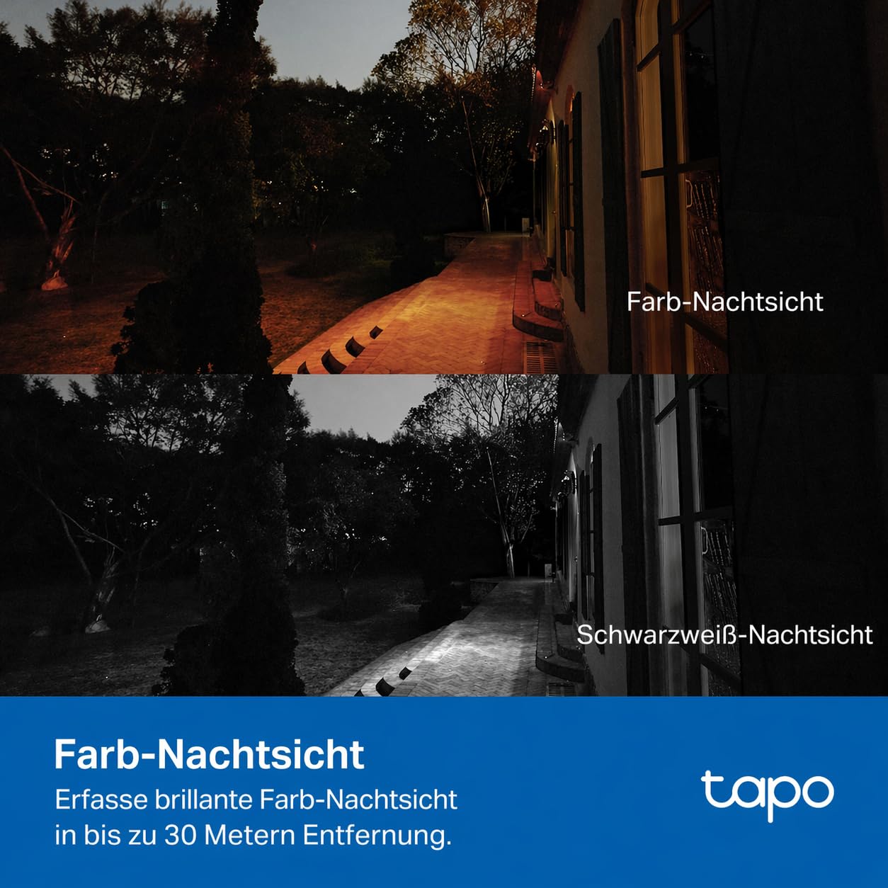 Tapo TP-Link C500 WLAN Überwachungskamera Außen, 360° Sichtbereich, 1080p Auflösung, Bewegungserkennung, Nachtsicht bis zu 30 m, Zwei-Wege-Audio, Kompatibel mit Alexa & Google