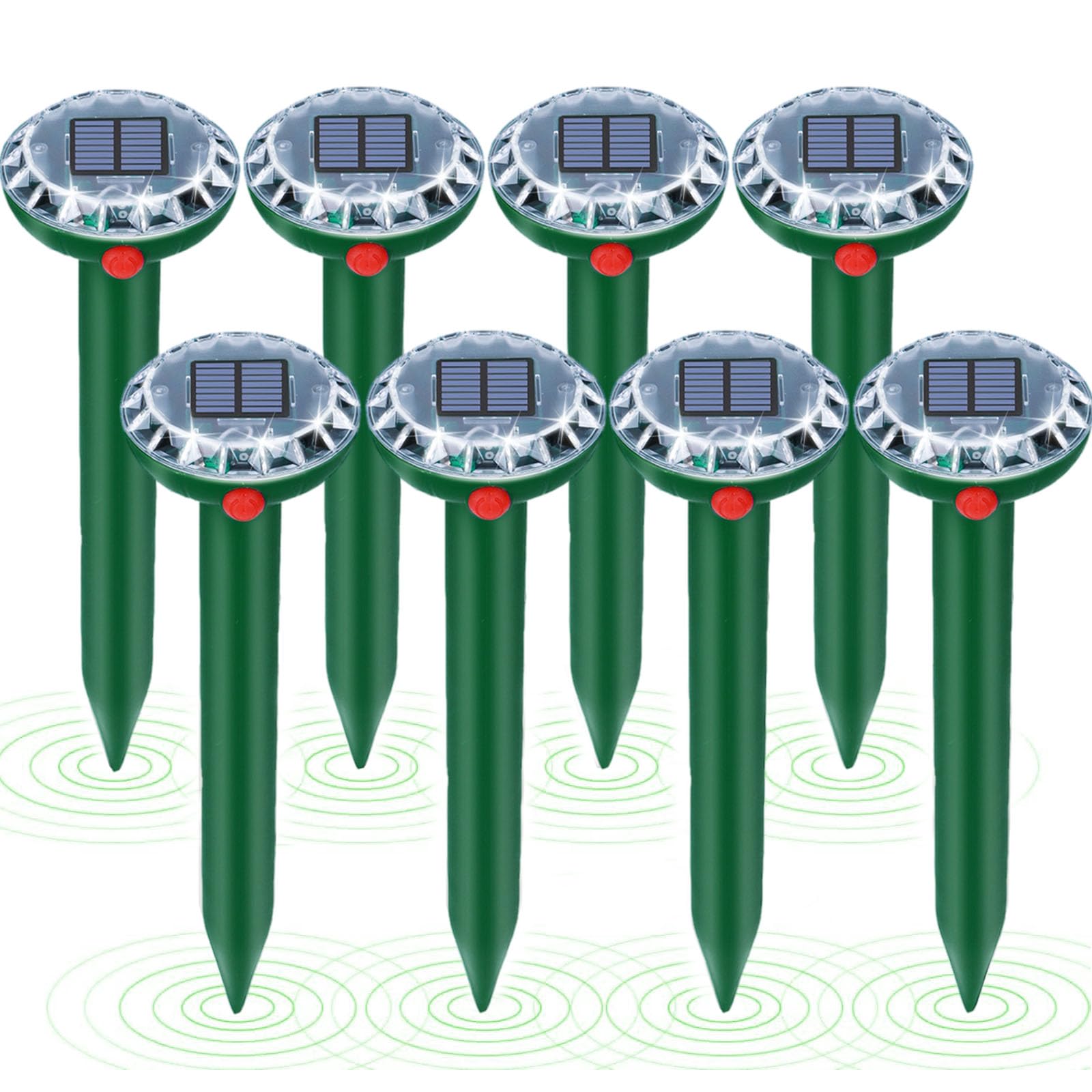 Anti Taupe Solaire Vibration et Ultrasons,8 Pièces Anti Taupe Ultrason avec IP65 Imperméable,Taupe Solaire Repulsif,Repousse Les Taupes et Autres Rongeurs pour Le Jardin et Les Pelouses