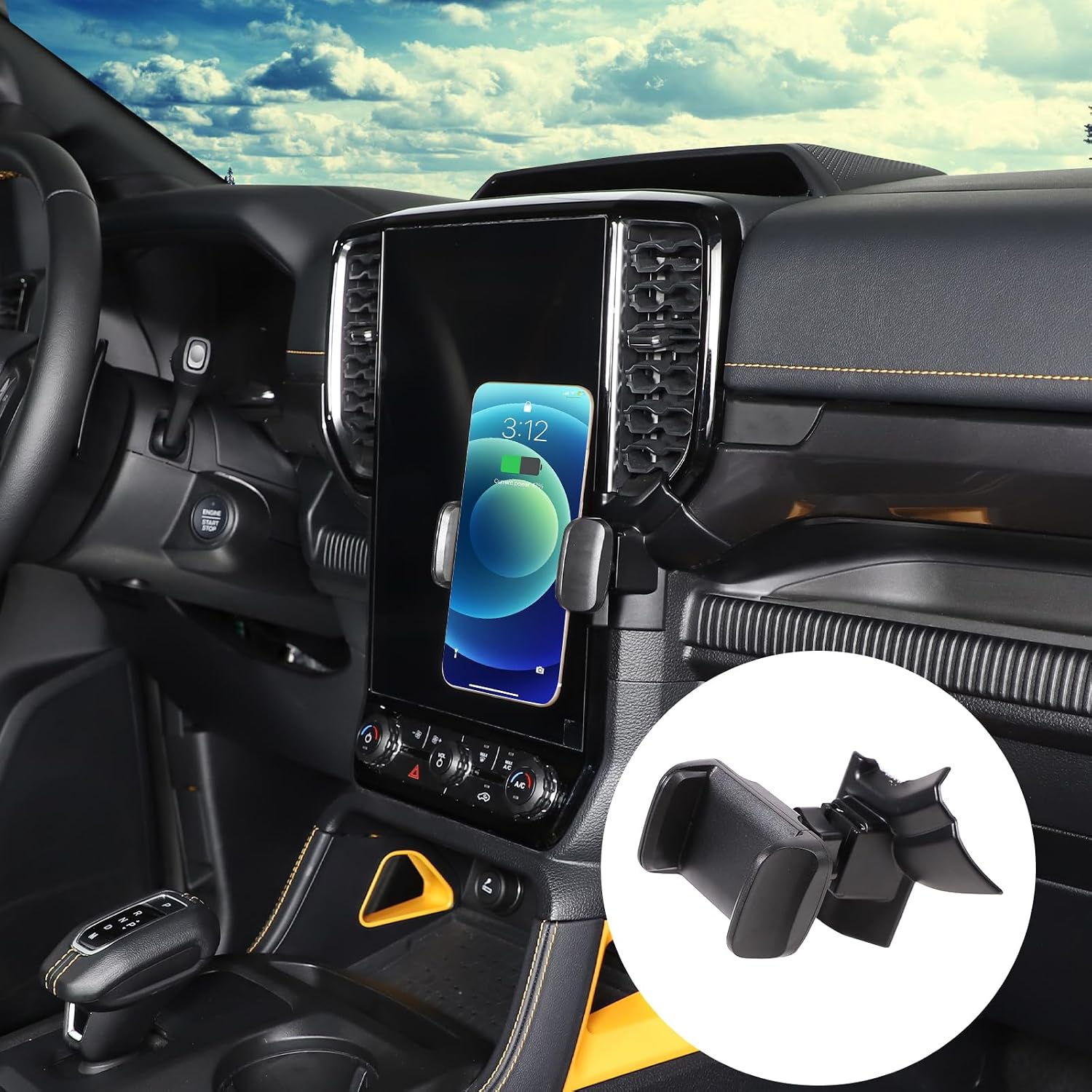 Lcojicep Car Phone Holder Compatible with Ford Ranger 2023 2024 Car Phone Mount Accessories, Central Control Vent Mobile Phone Holder (Right Style A)