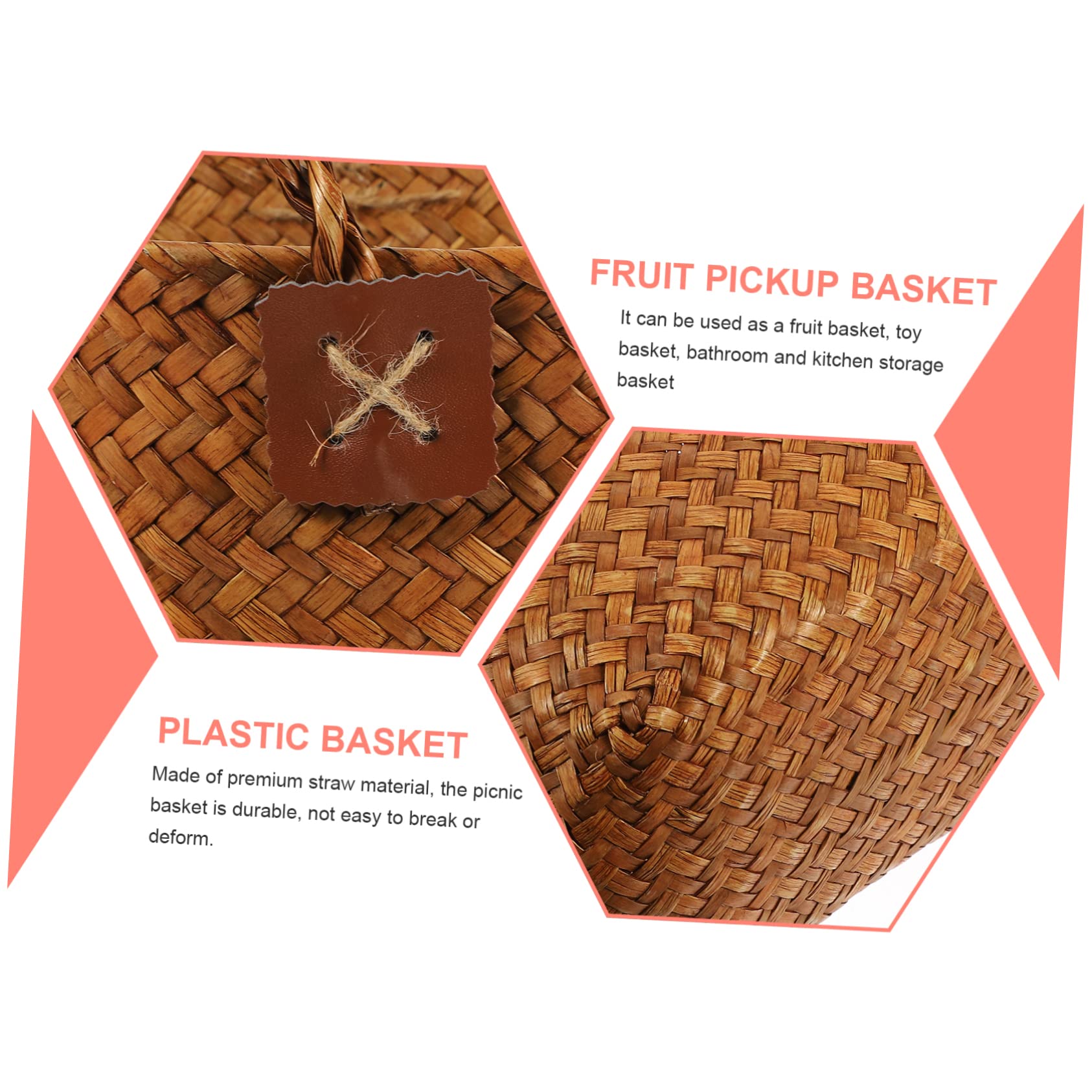 LABRIMP Cesta De Picnic Tejida Mano Asas Cesta De Almacenamiento Excursiones y Decoración Natural El