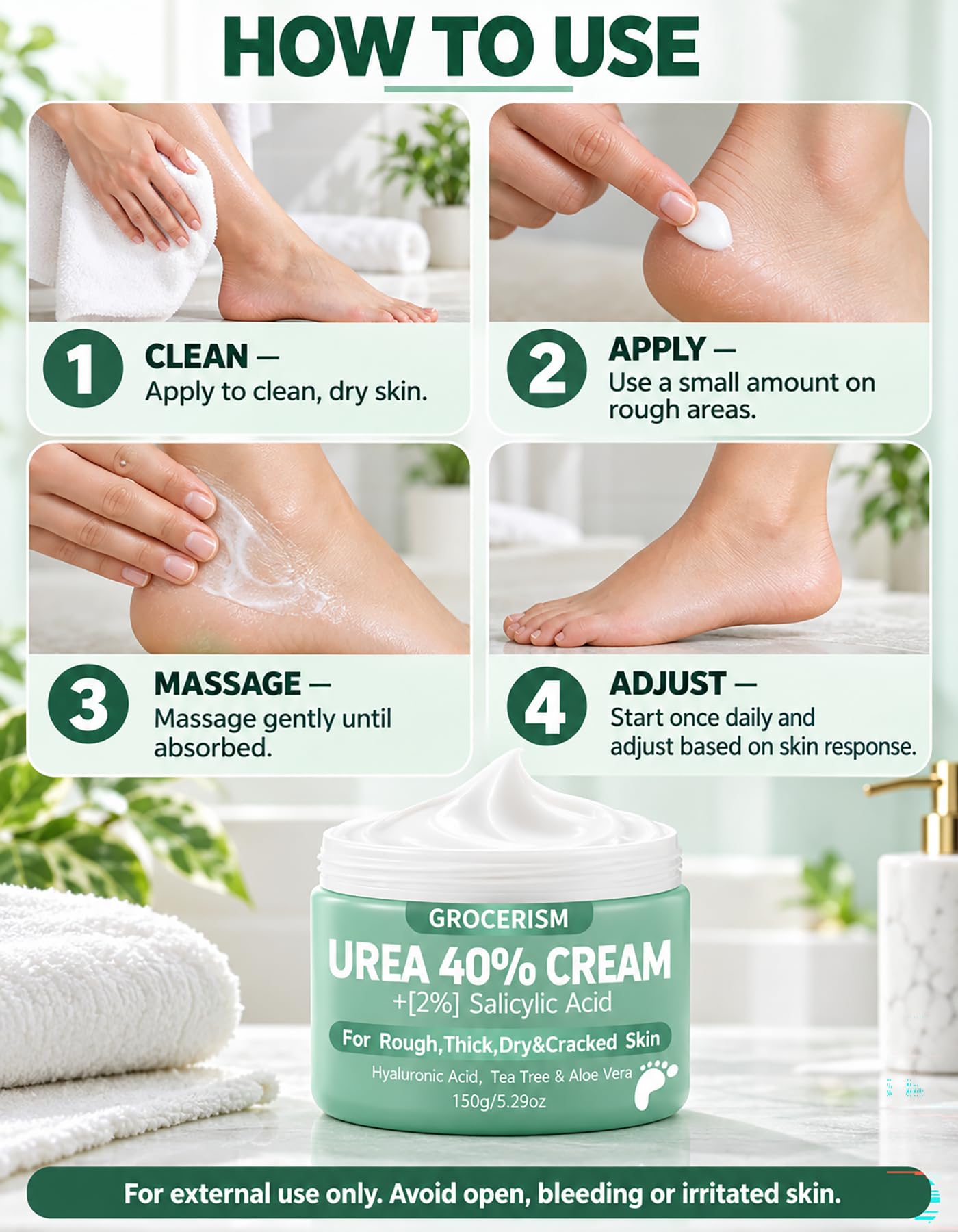 Grocerism Urea Cream - 40% for Soft Feet & Hands -6