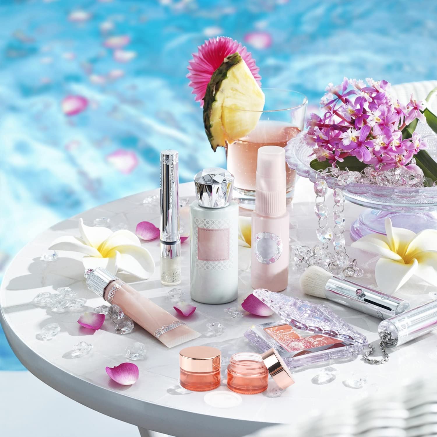 Lot De 8 Pots De Crème En Verre Rose De 10 G, Pots Vides Rechargeables Avec Couvercle Rose Doré, Doublures Intérieures Pour Hydratant, Fard à Paupières, émulsion De Maquillage