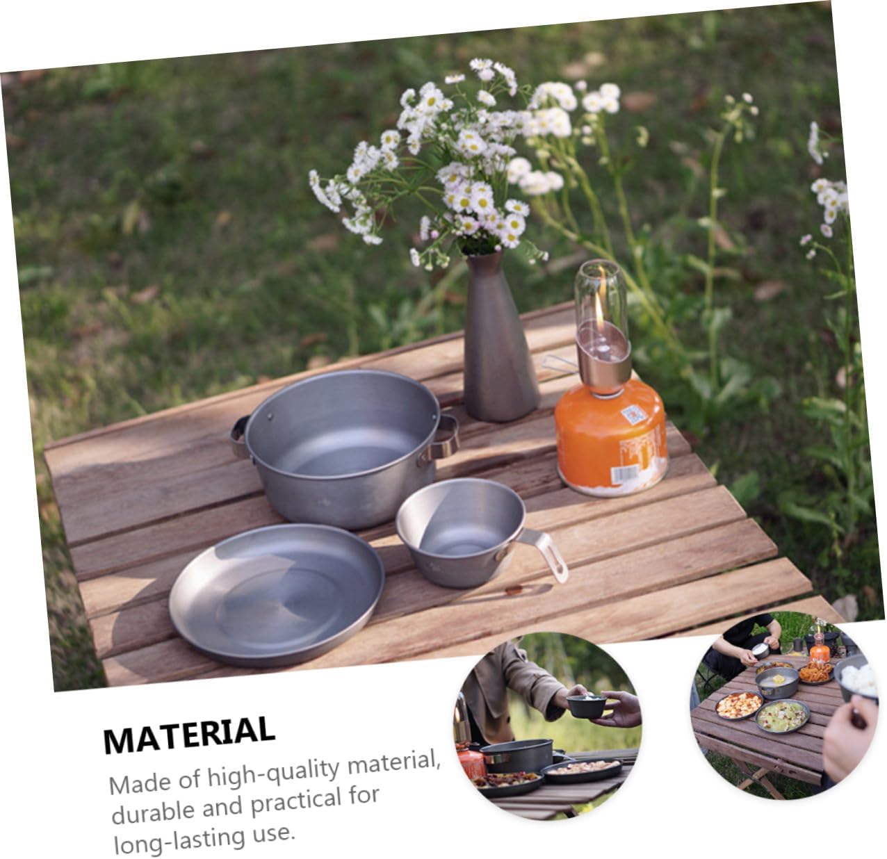 Portable Outdoor Camping Plate Set Stainless Steel Bbq Snack Dinner Plates Lightweight Picnic Dish for Hiking and Travel