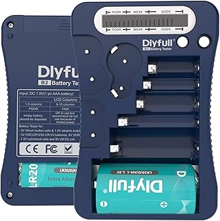 DLYFULL LCD Universal Batterietester für AA, AAA,C,D,9V Digitaler Testgerät für CR123A,CR2,CRV3,2CR5,CRP2 Batterie Testger...