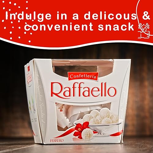 Miniatura 2 de Ferrero Rocher Raffaello, paquete de 3 unidades a granel, 45 unidades en total, envueltas individualmente, almendra blanca gourmet premium, crema