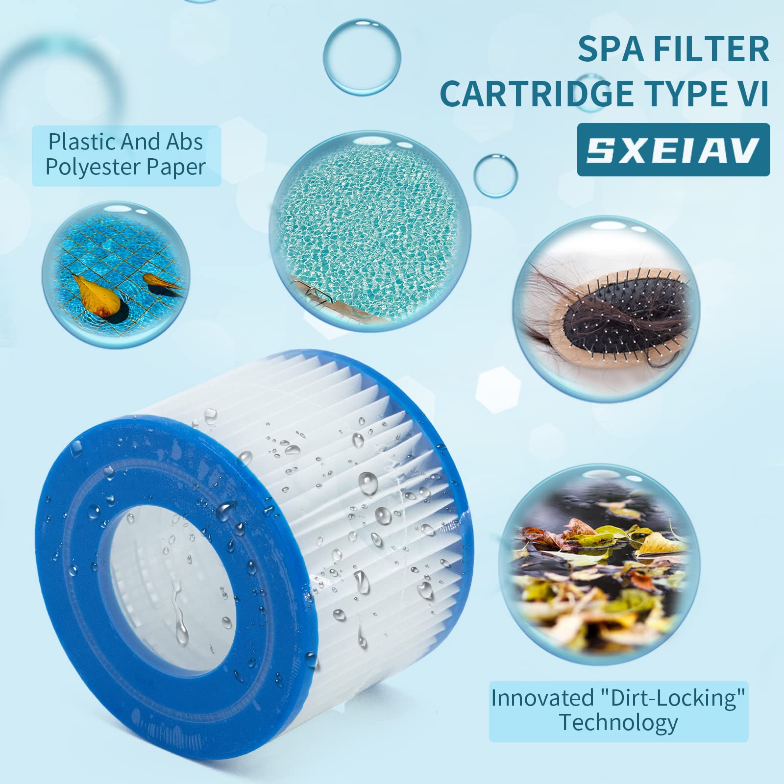 Filtro de spa tipo vi y cartucho de repuesto para filtro de bañera de hidromasaje Coleman, para filtro inflable de bañera de hidromasaje (paquete de 8) | Cartucho de repuesto para filtros de bañera de hidromasaje Coleman, para filtro inflable de bañera de