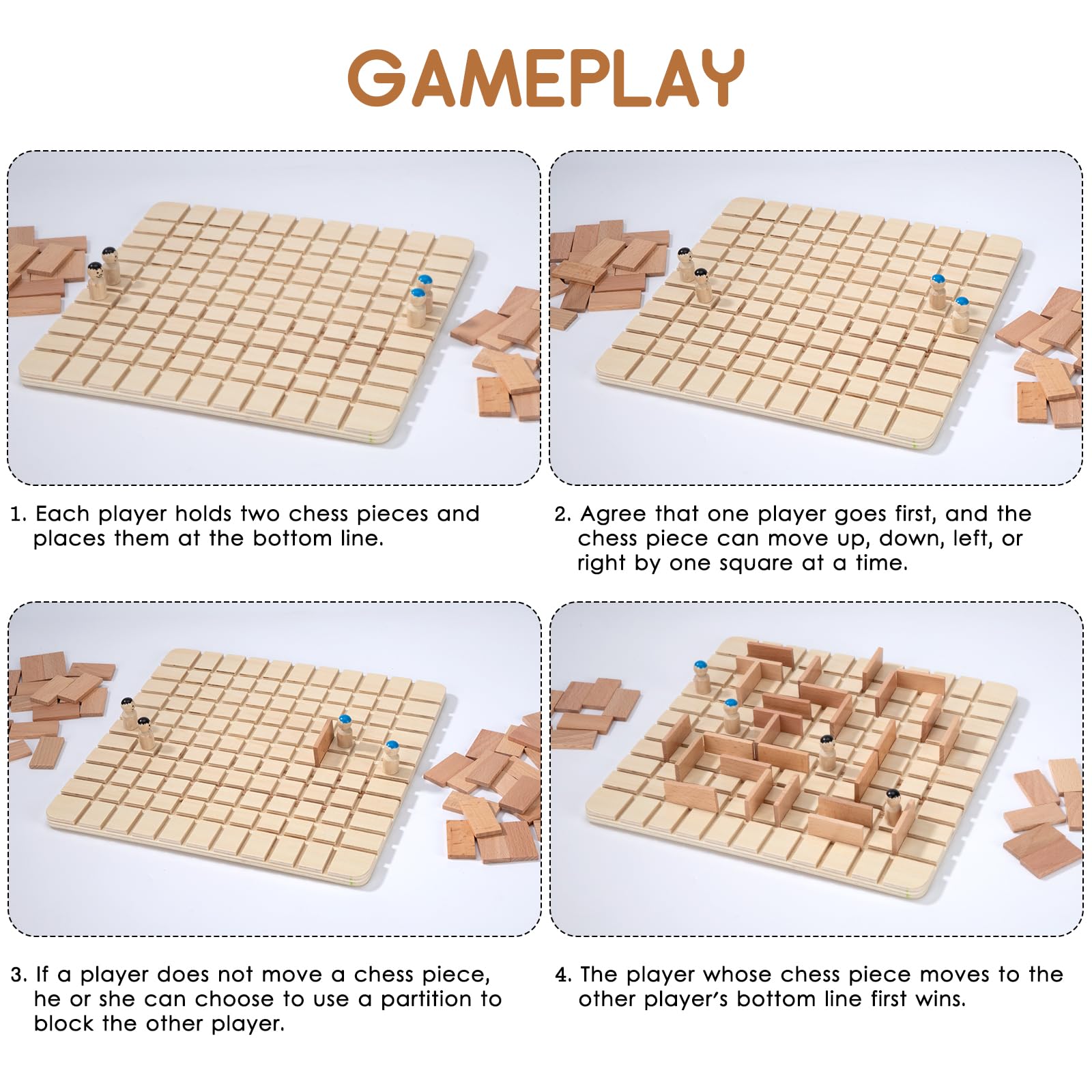 Gioco di Strategia in Legno Per 2-4 Giocatori Scacchi In Legno per la Famiglia Sviluppa l'Intelligenza Scacchi Gioco Educativo per Sviluppo Logico e Legame Genitori-Figli